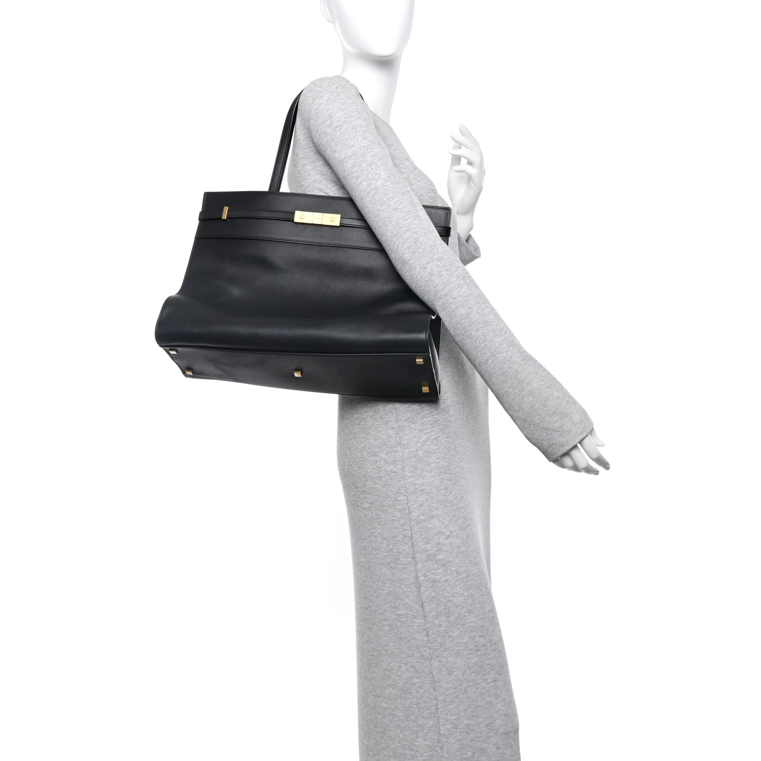 Calfskin Medium Manhattan Shopper Tote Black