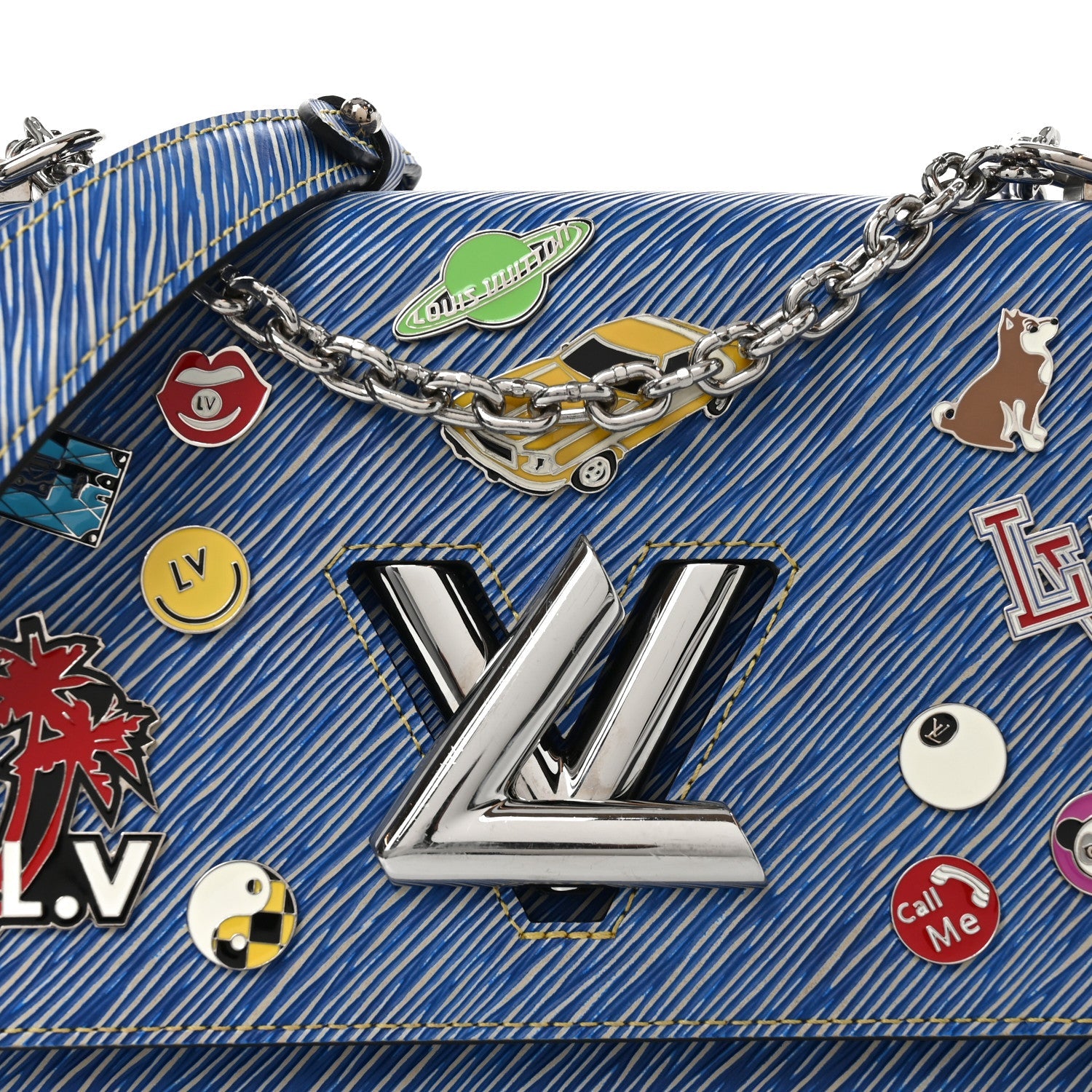 Epi Pins Twist Shoulder Bag MM Denim Light