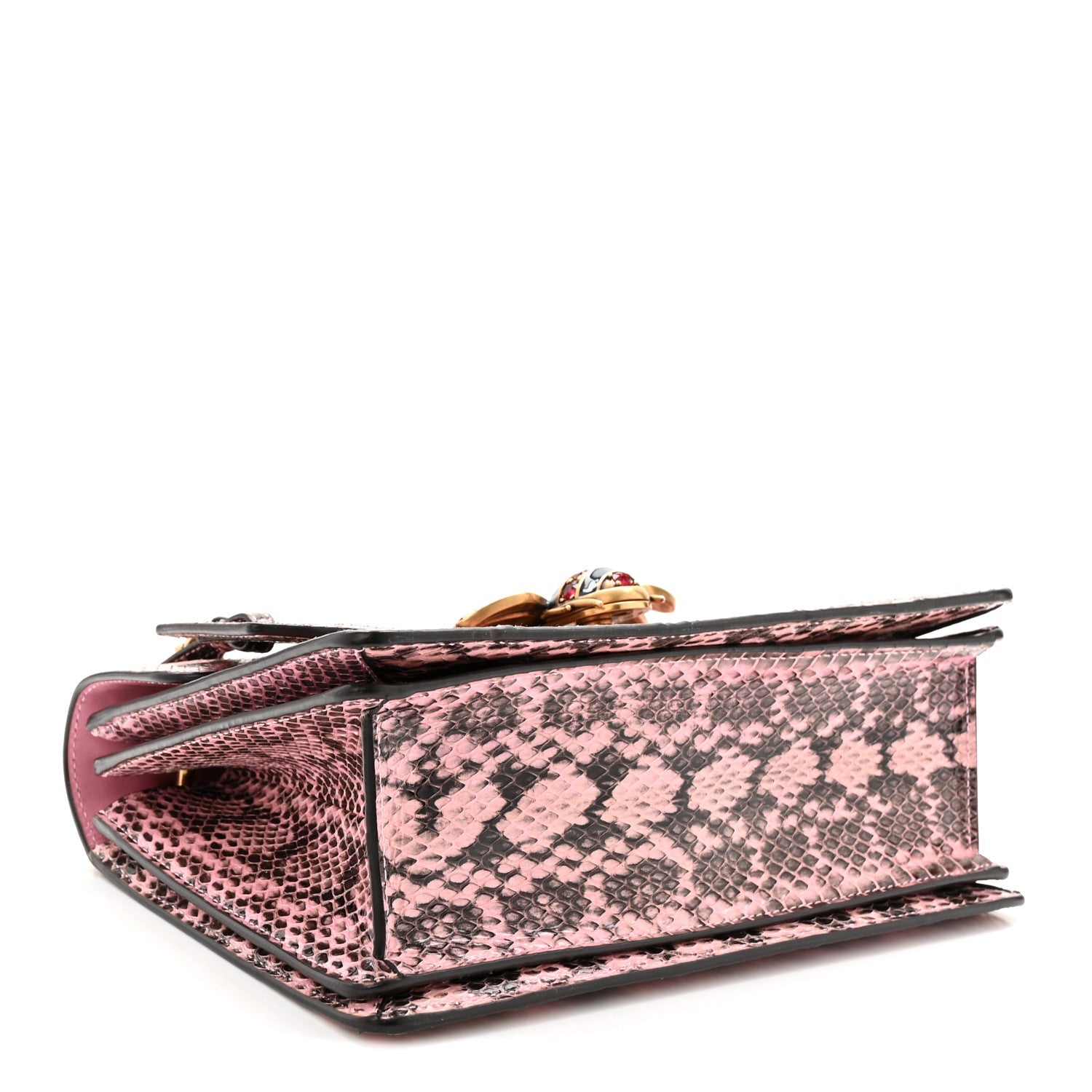 Snakeskin Sylvie Web Small Queen Margaret Top Handle Bag Pink