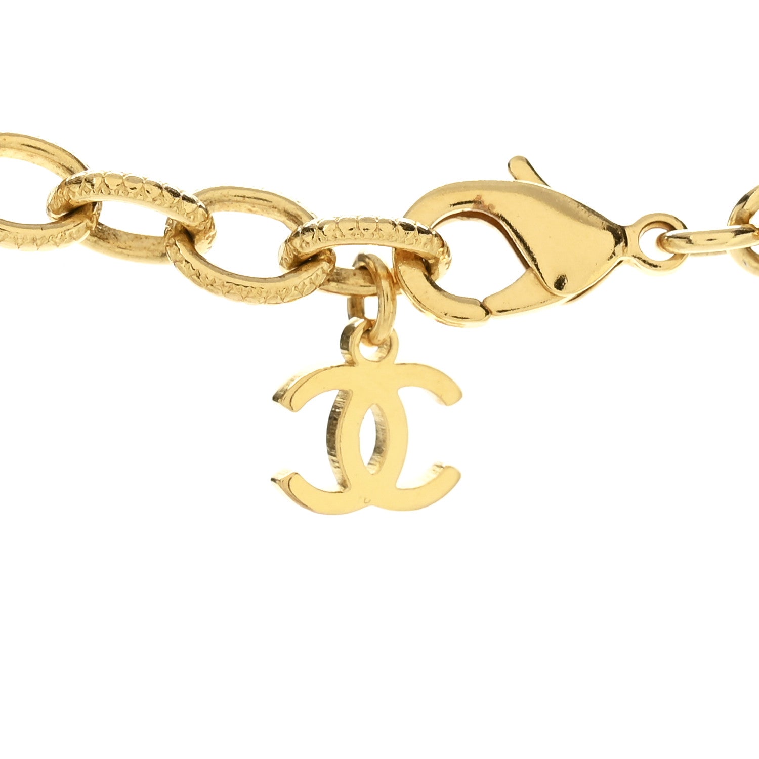 Crystal Chain Link CC Choker Necklace Gold