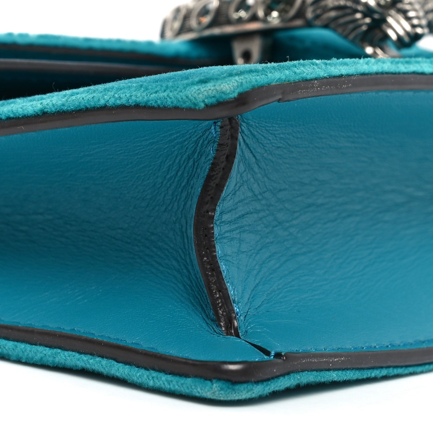 Velvet Super Mini Dionysus Shoulder Bag Pavone Cyan