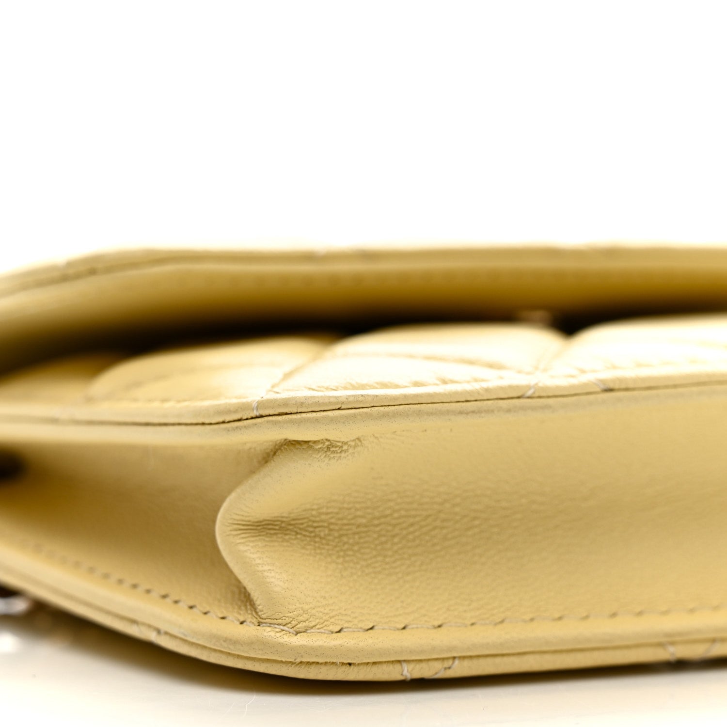 Lambskin Quilted Pearl Crush Clutch With Chain Yellow