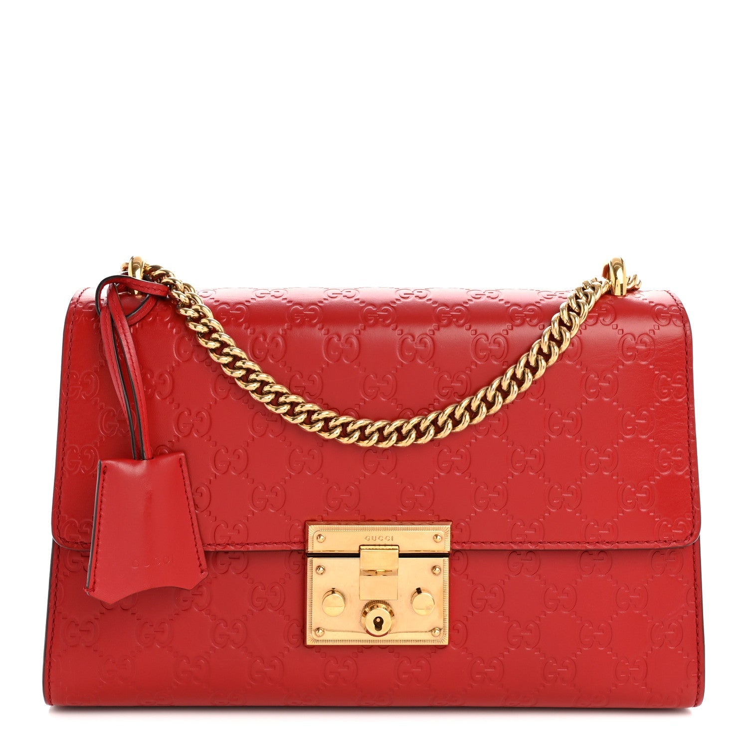 Guccissima Medium Padlock Shoulder Bag Hibiscus Red