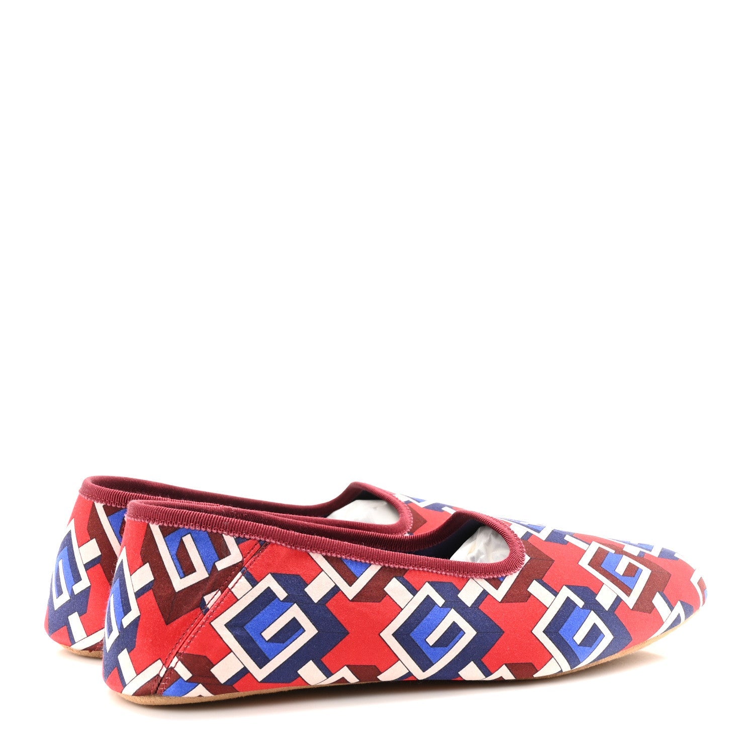 Silk Geometric G Mens Slippers 9 Red Blue