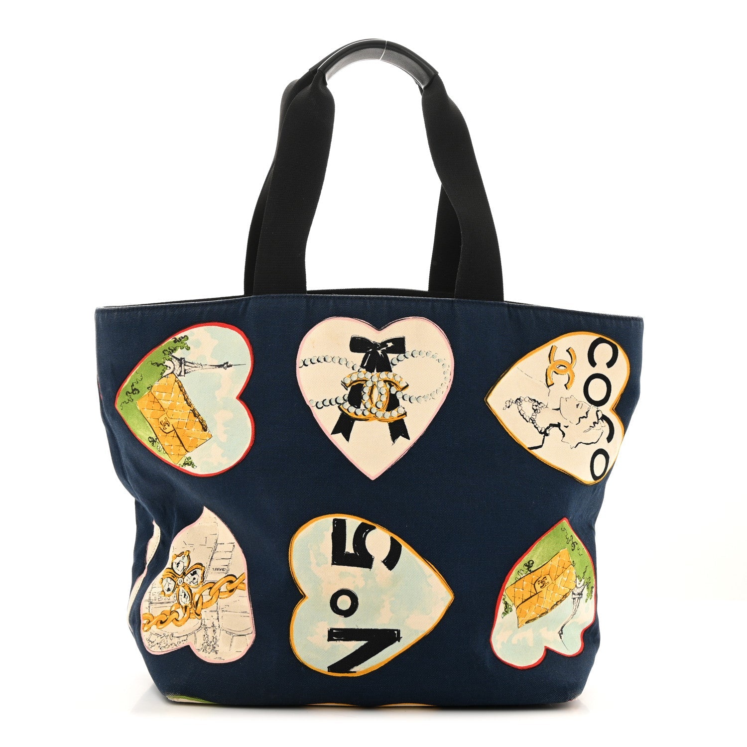 Canvas Coco Hearts Print Tote Blue