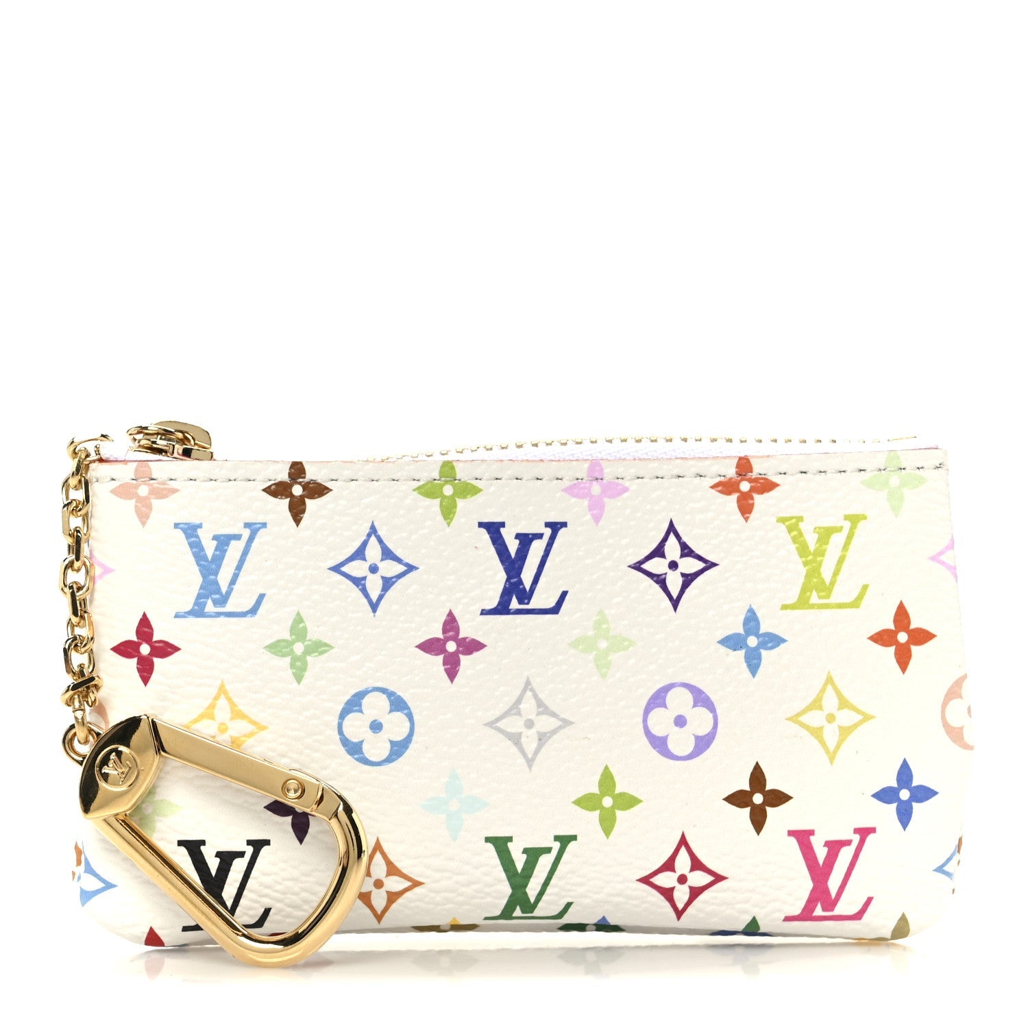 LV X TM Monogram Multicolor Key Pouch White