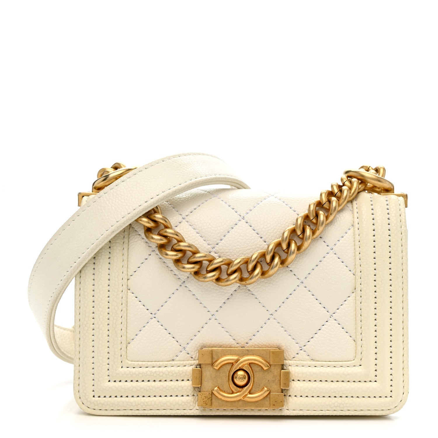 Caviar Quilted Mini Boy Flap White