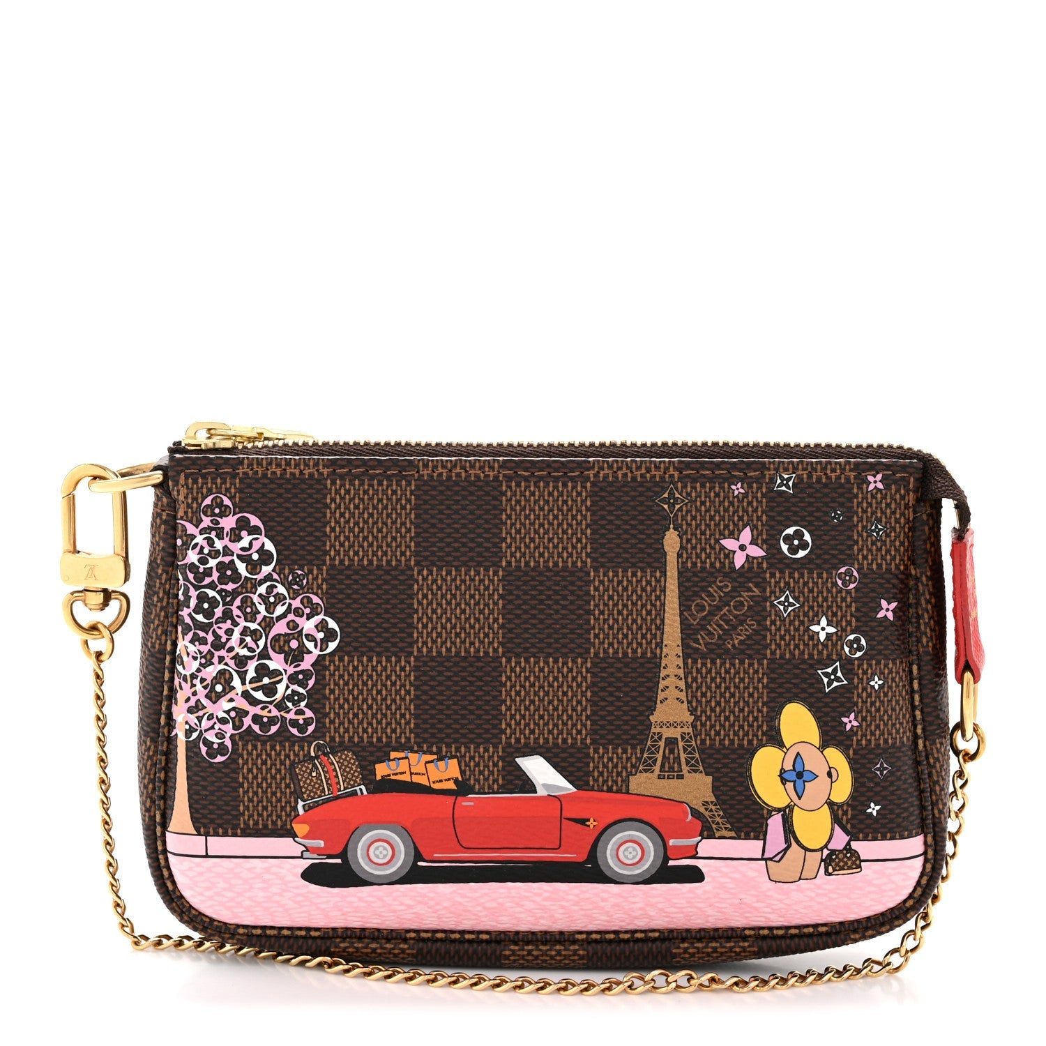 Damier Ebene 2019 Christmas Animation Mini Pochette Accessories Red