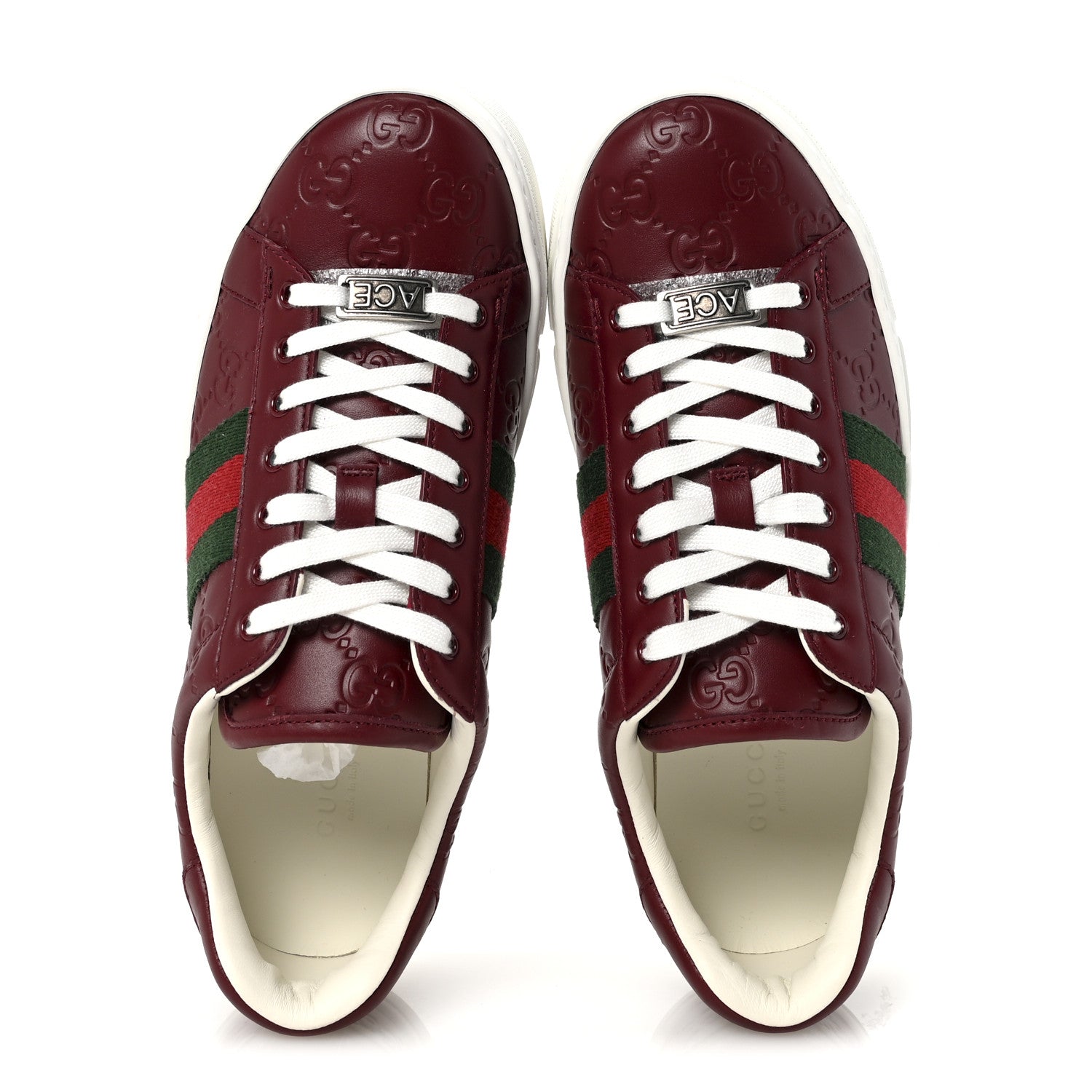 Calfskin GG Embossed Web Mens Ace Sneakers  36.5 Ancora Red