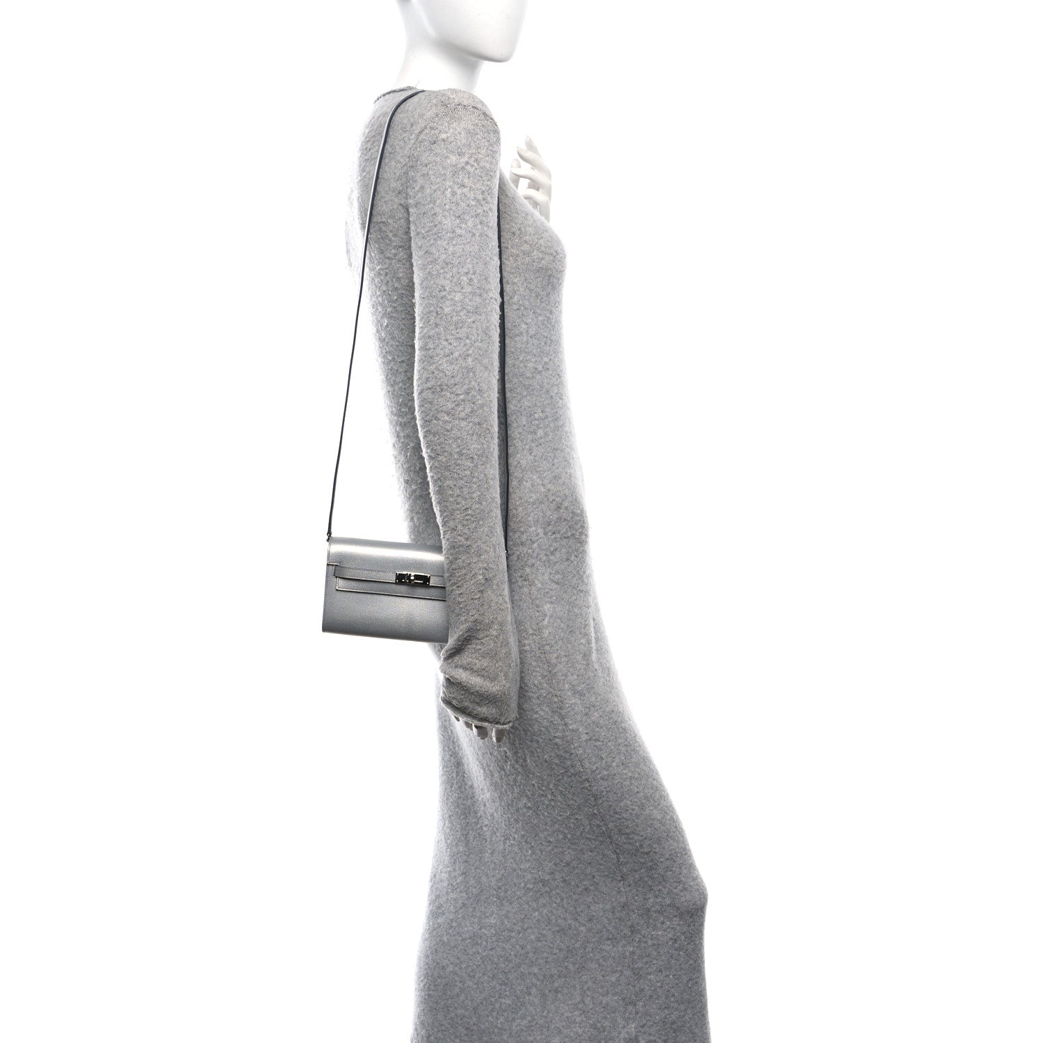 Metallic Chevre Chamkilight Kelly Wallet To Go Argent