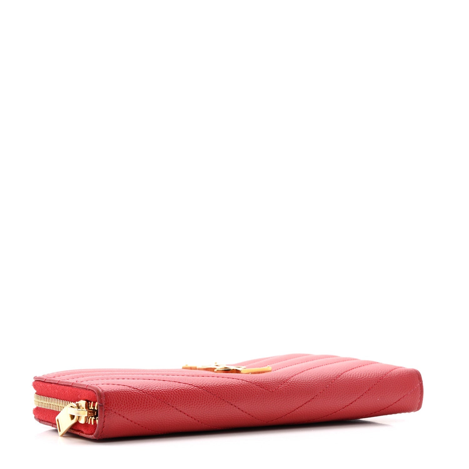 Grain De Poudre Matelasse Chevron Monogram Zip Around Wallet Red