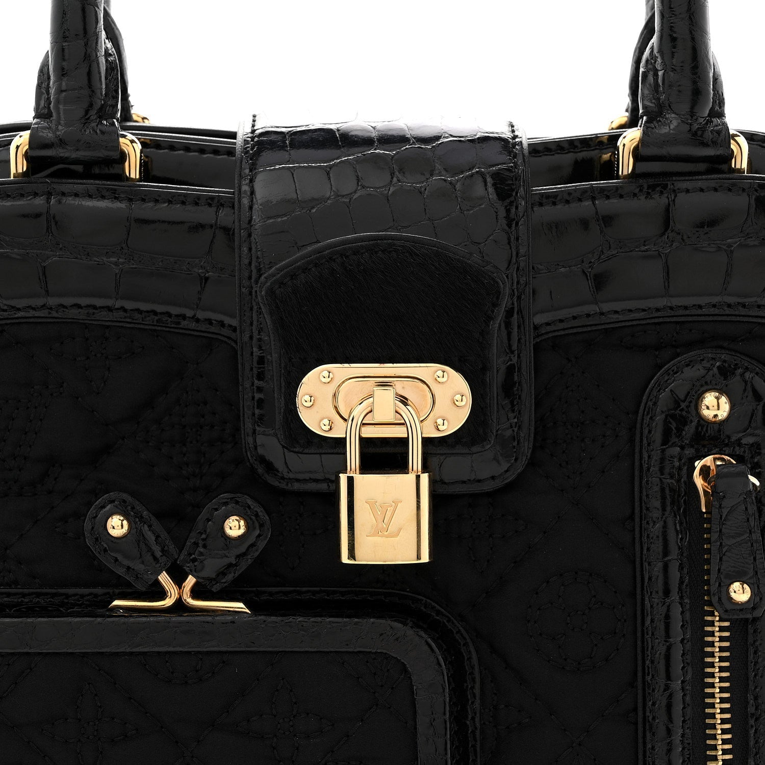 Monogram Silk Pony Hair Alligator Trim Linda Black