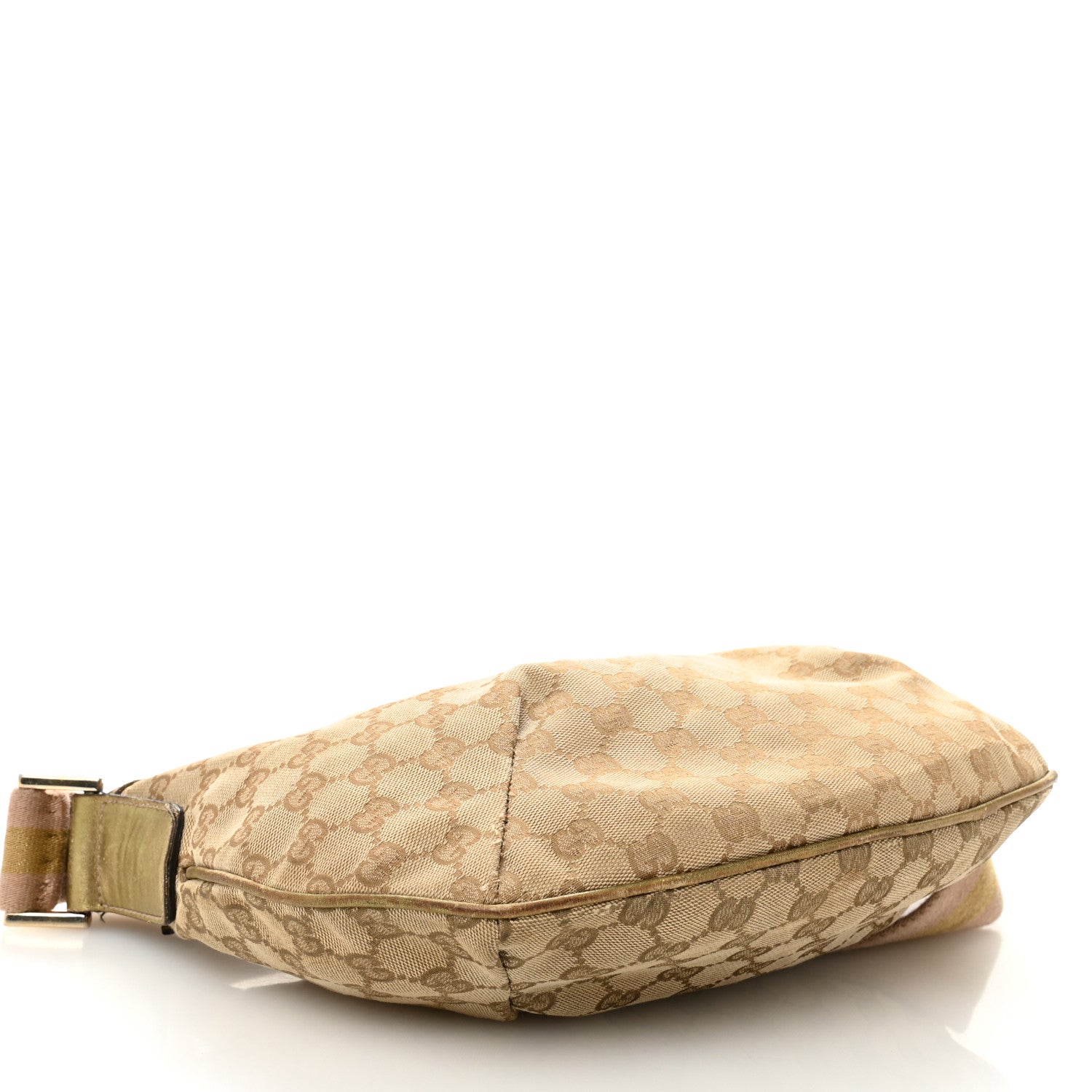Monogram Web Medium Half Moon Hobo Gold Pink