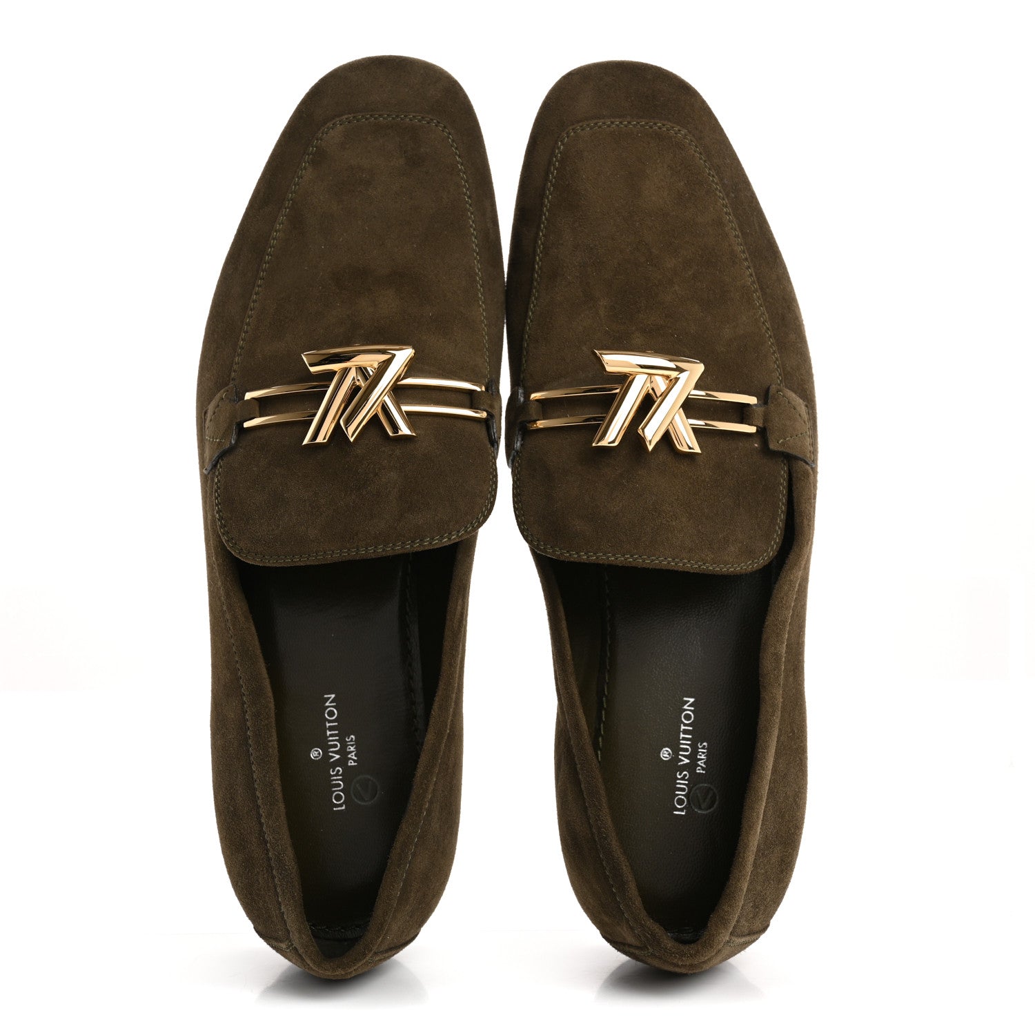 Suede Upper Case Flat Loafers 40 Green