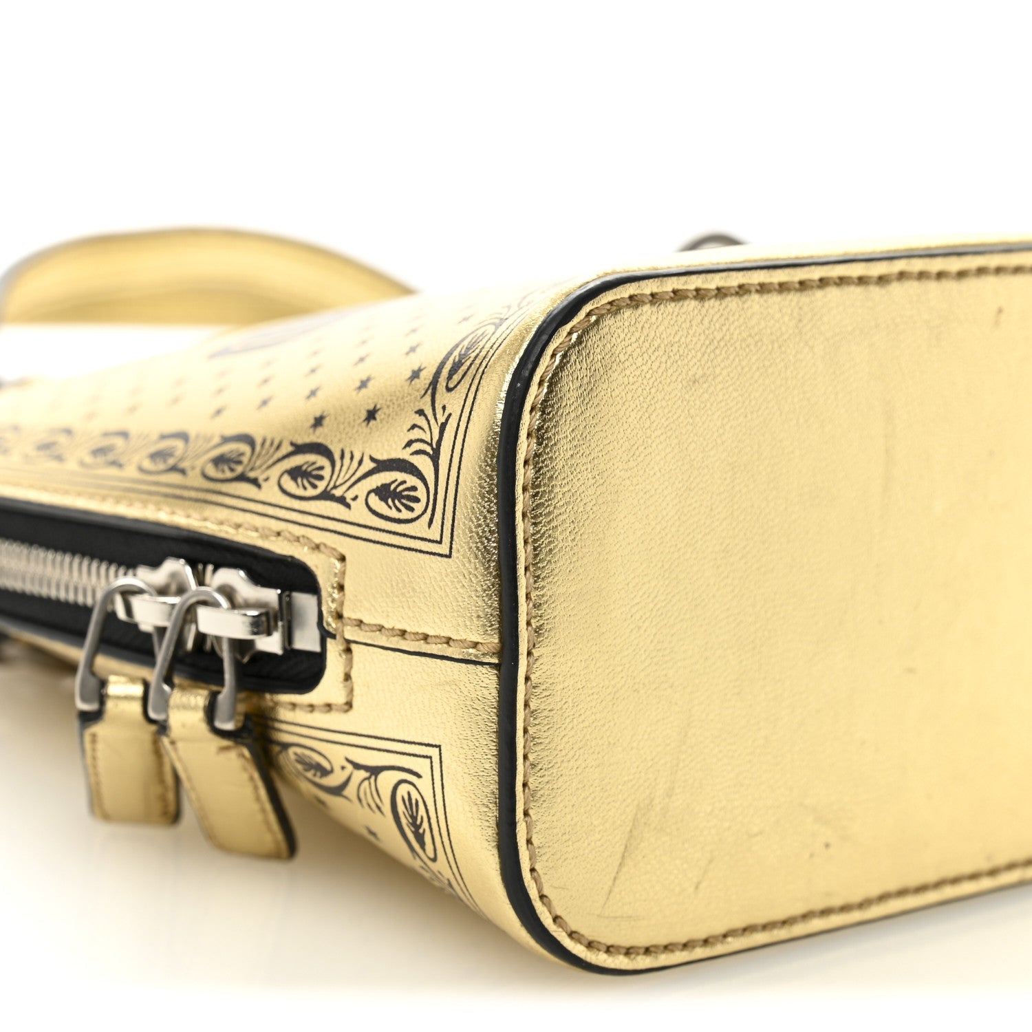 X SEGA Calfskin GUCCY Stars Mini Dome Shoulder Bag Gold