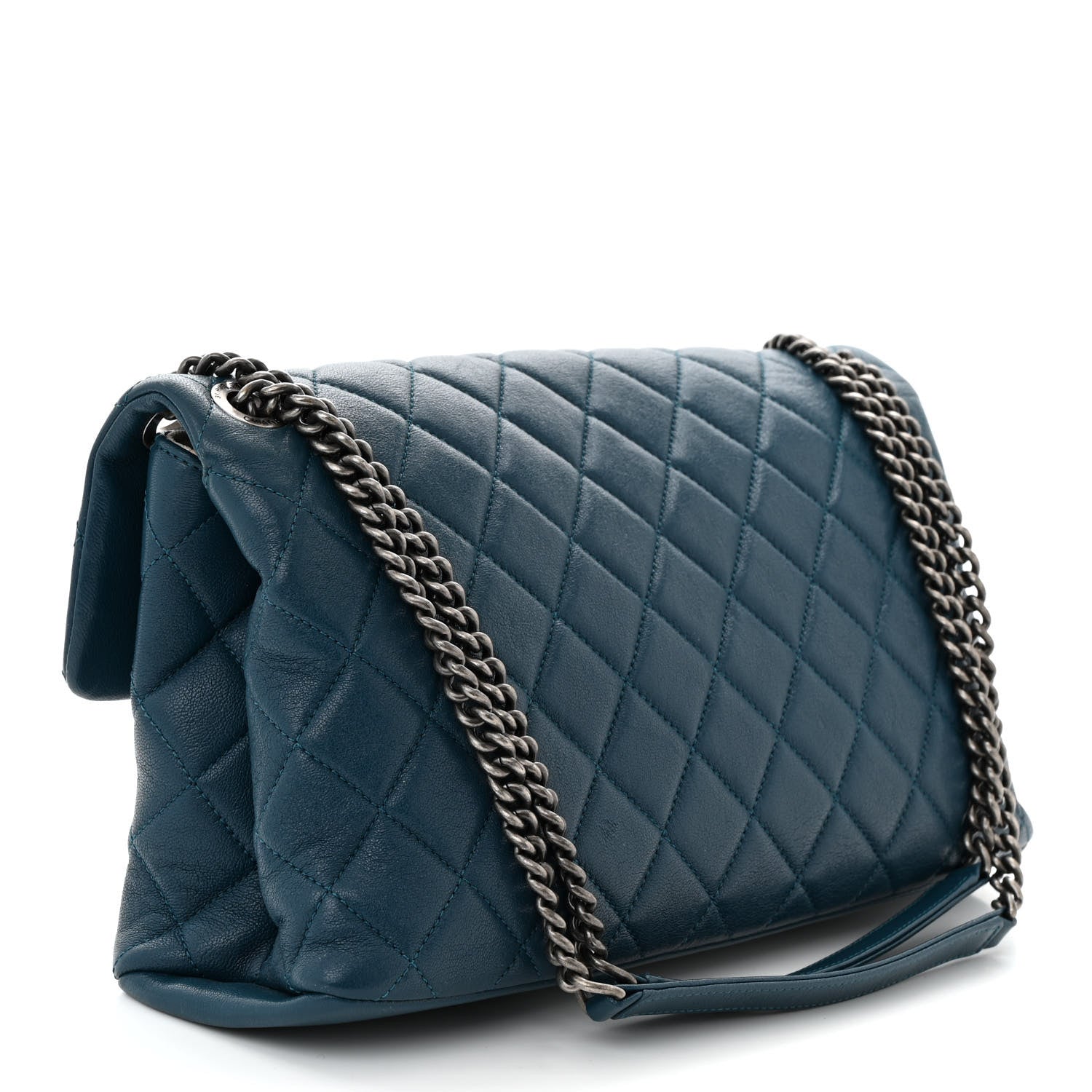 Goatskin Quilted Medium Flap Blue