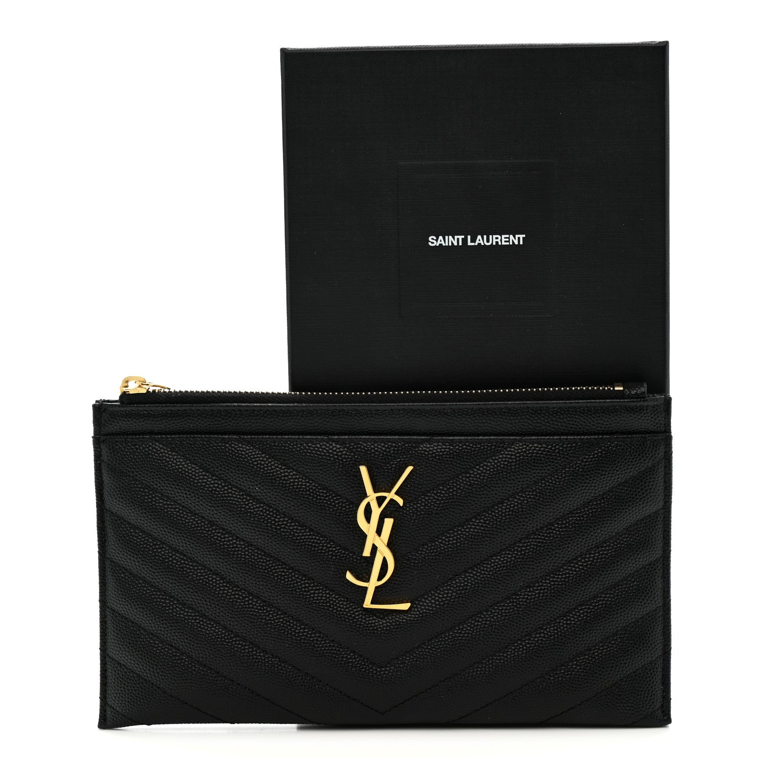 Grain De Poudre Chevron Monogram Bill Pouch Black