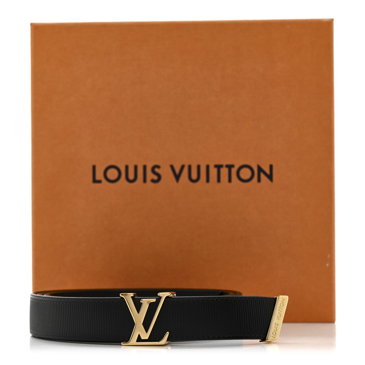 Calfskin Embossed LV Initiales 20mm Belt 75 30 Black