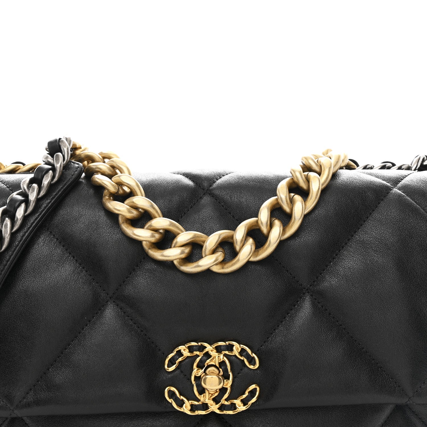 Lambskin Quilted Large Chanel 19 Flap Black