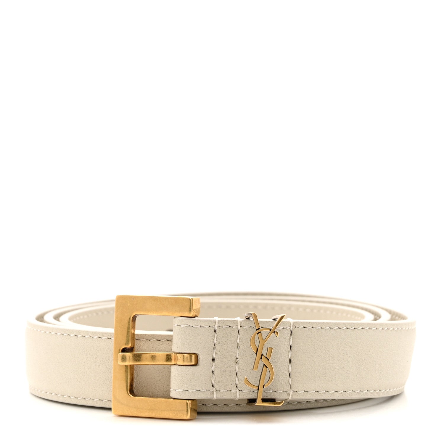 Smooth Calfskin Monogram Square Buckle Belt 80 32 Crema Soft