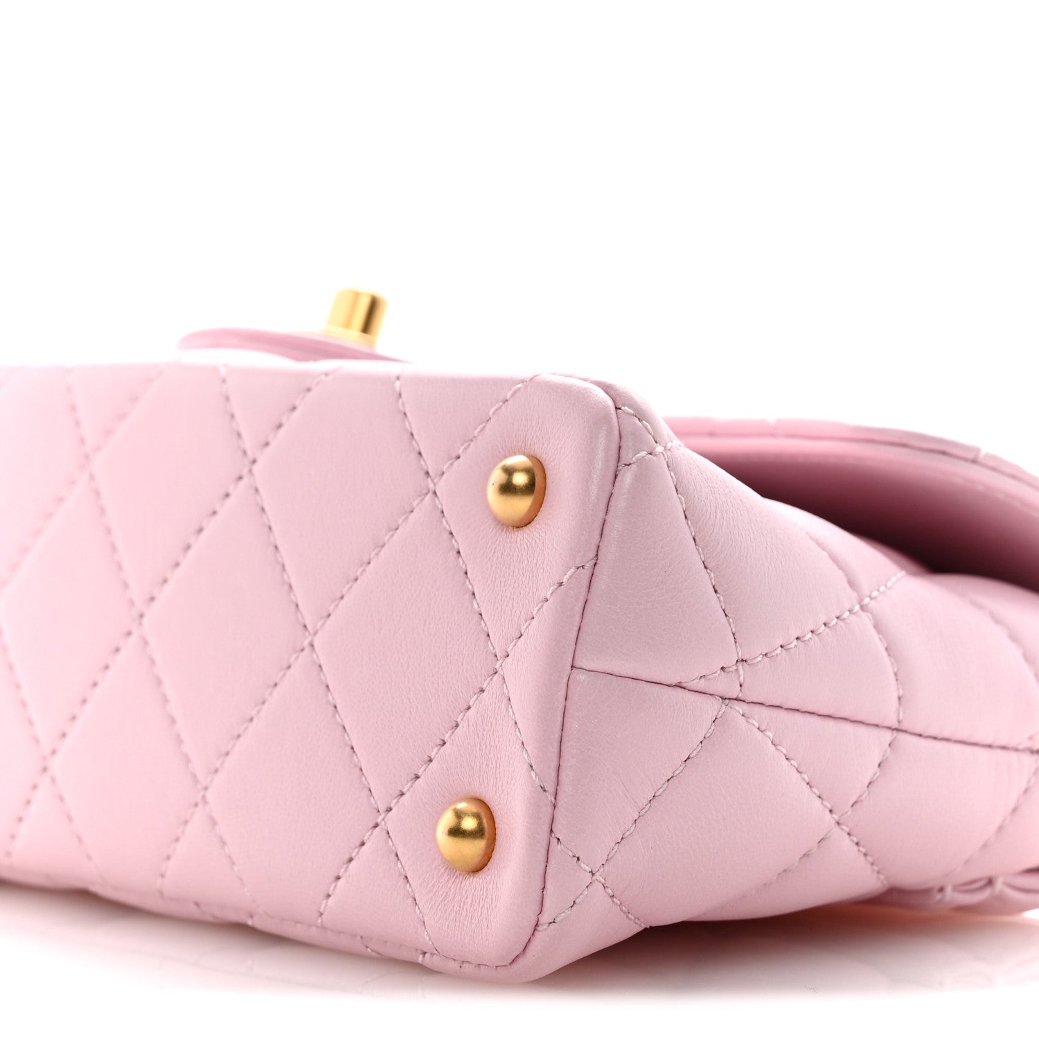 Lambskin Quilted Mini Flap Top Handle Bag Light Pink