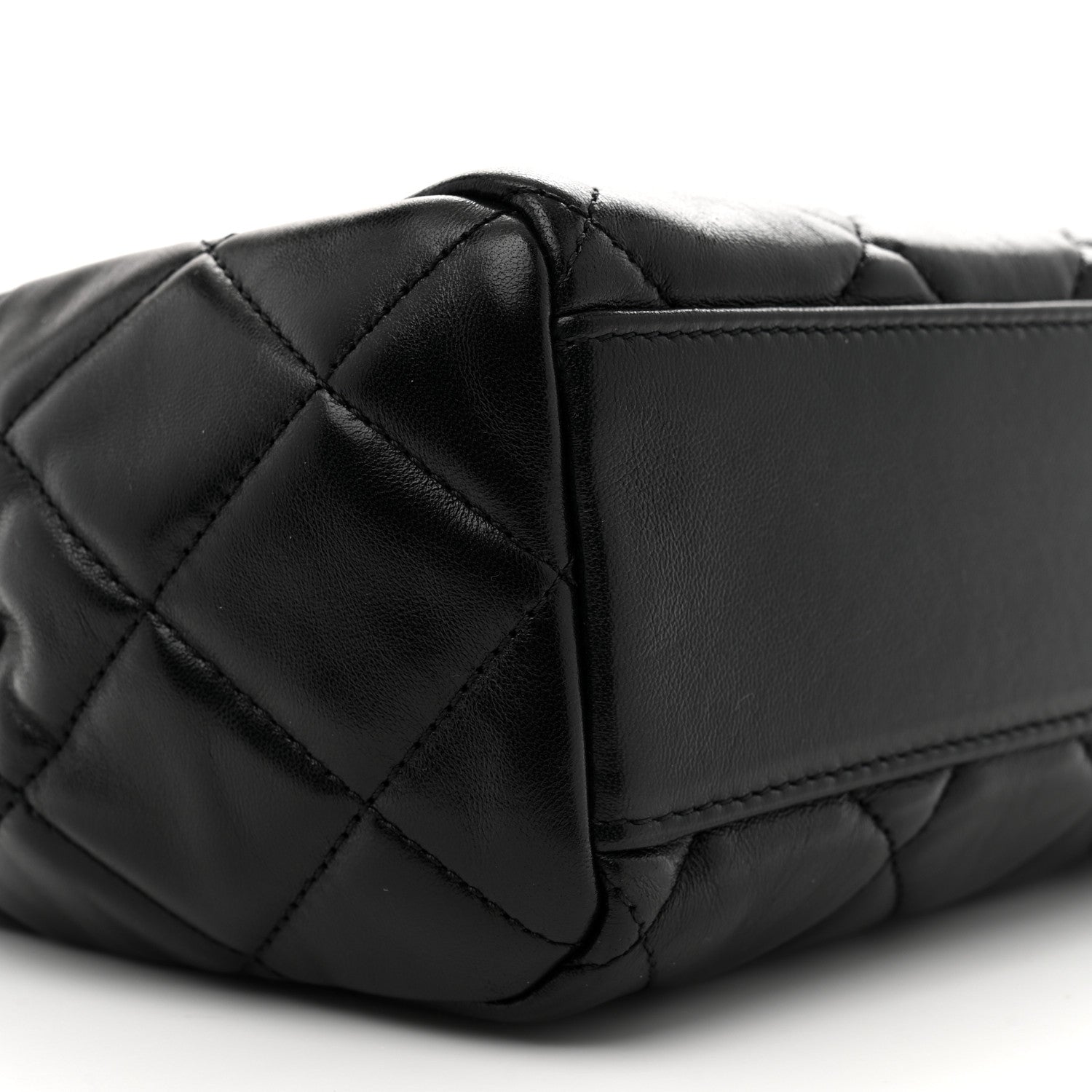 Shiny Calfskin Quilted Fancy Jewel Tote Bag Black