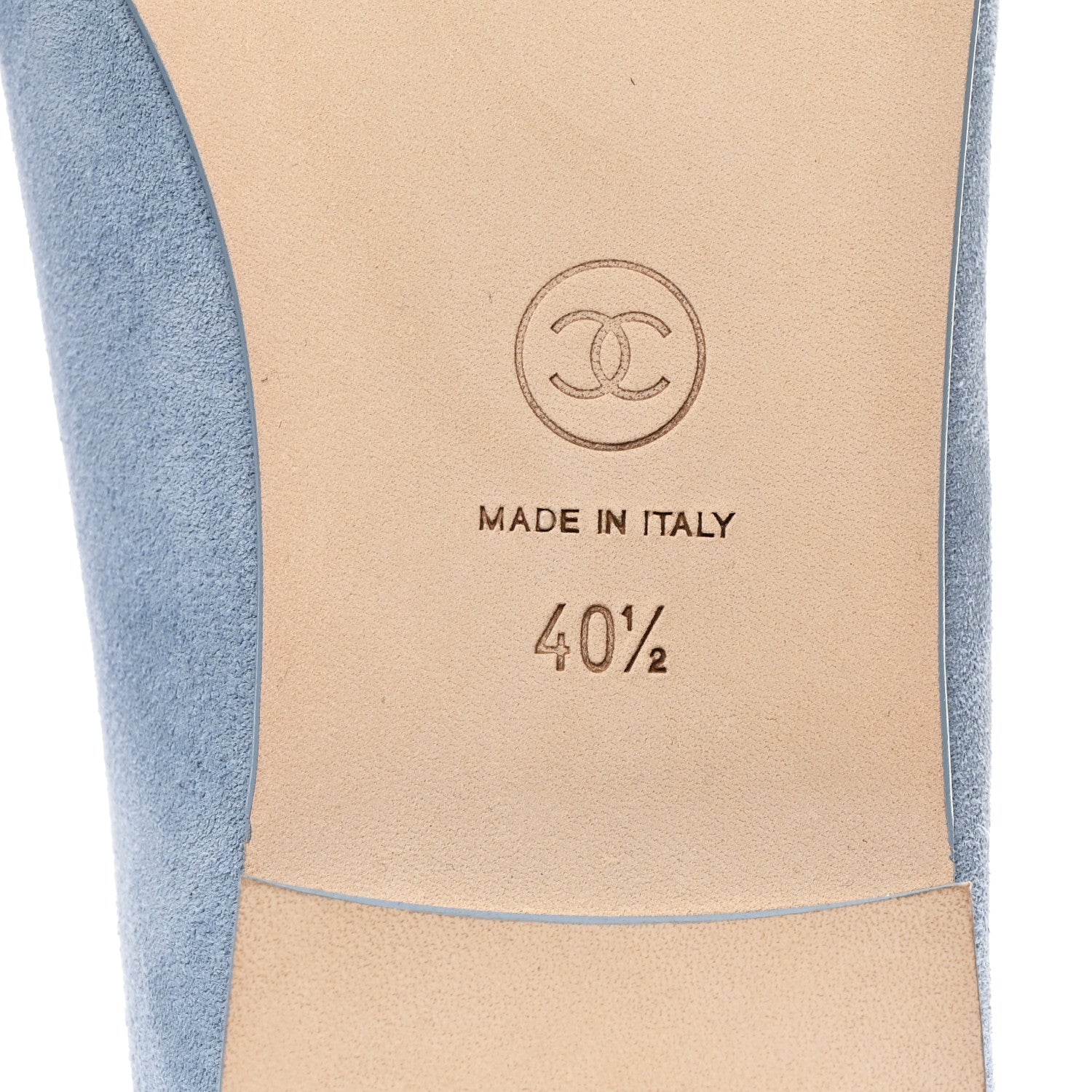 Suede Calfskin Cap Toe CC Ballerina Flats 40.5 Light Blue Turquoise