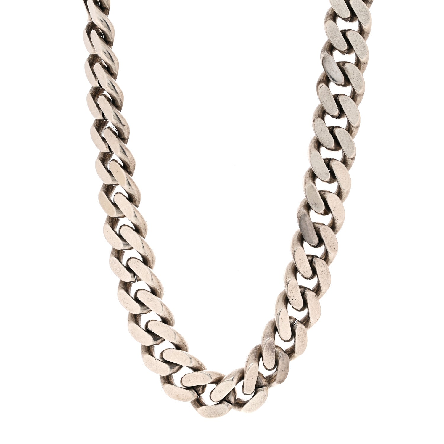 Metal Curb Chain Necklace Oxidized Silver