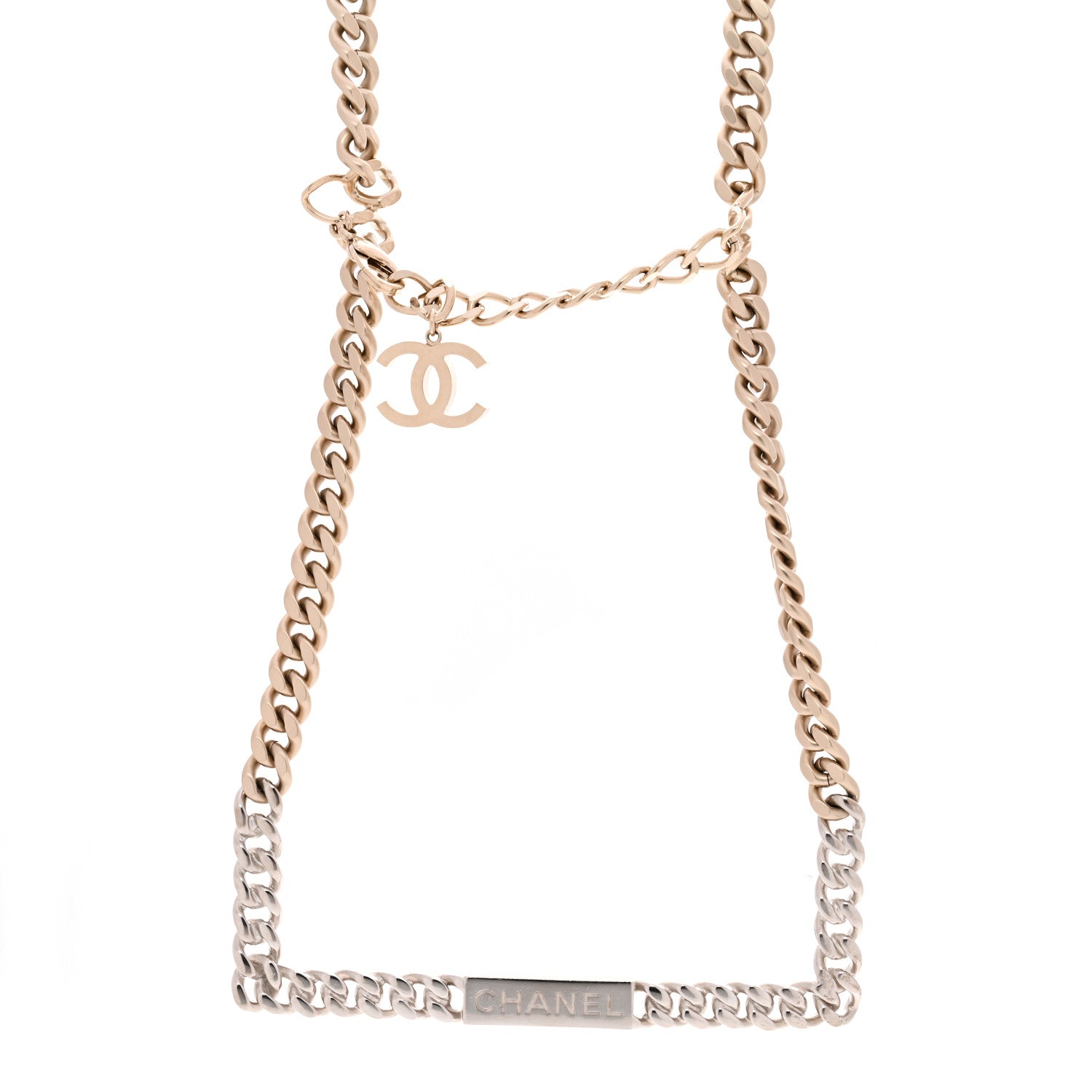 Oversized Chain Logo Short Necklace Silver Gold
