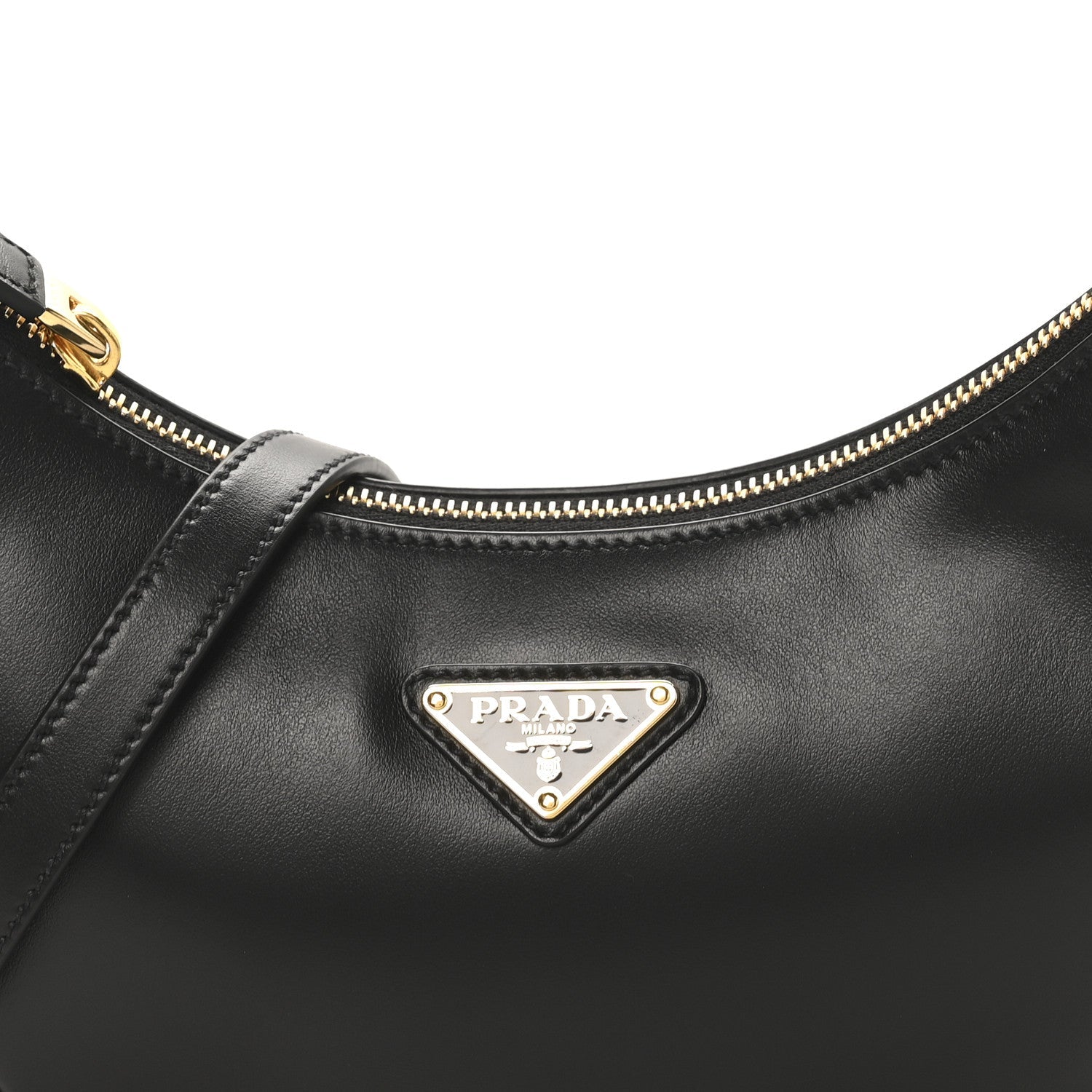 Soft Calfskin Arque Shoulder Bag Black