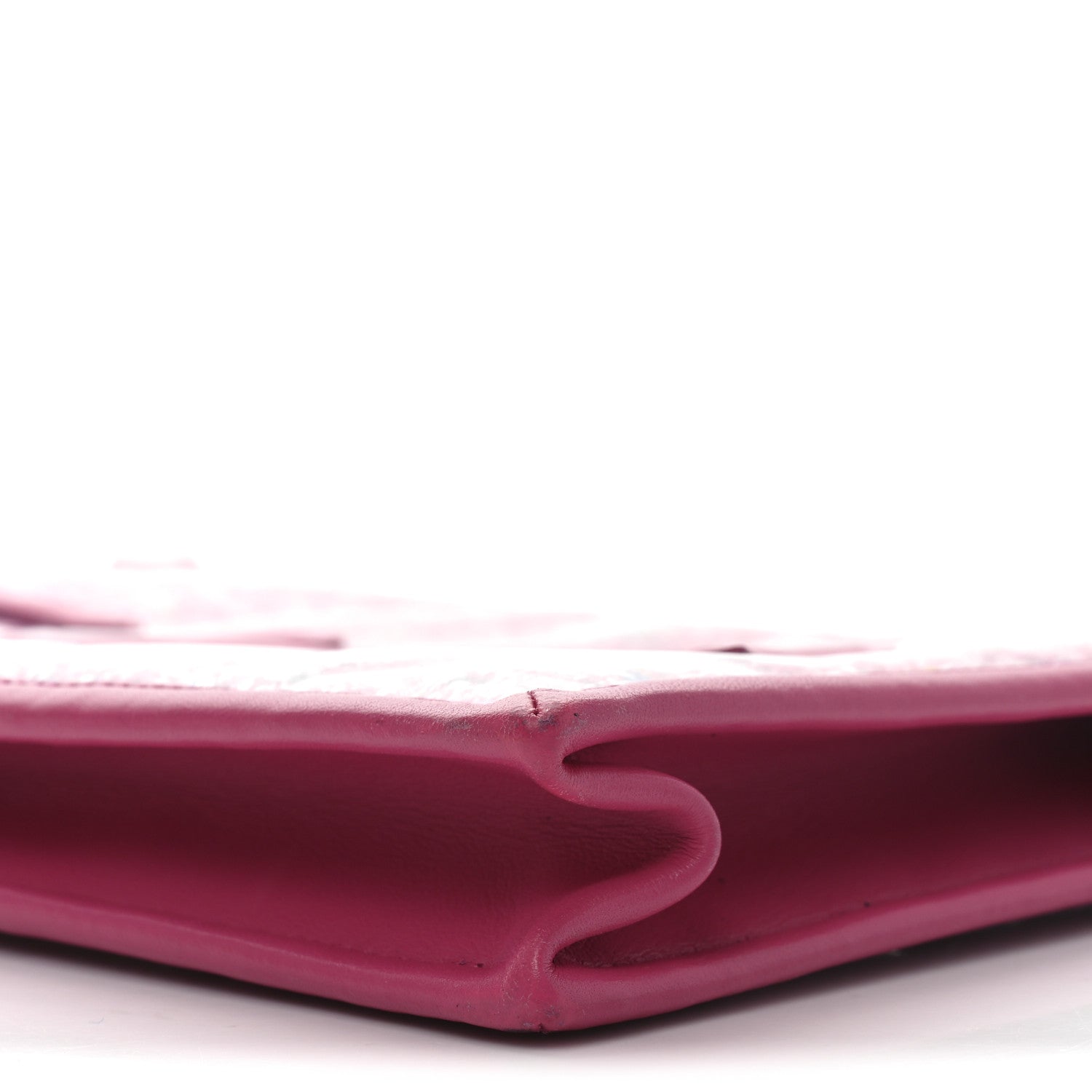 Tweed PVC Lambskin Wristlet Pouch Pink
