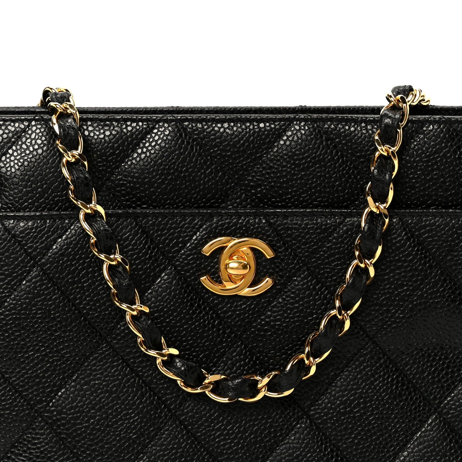 Caviar Quilted Shoulder Bag Black