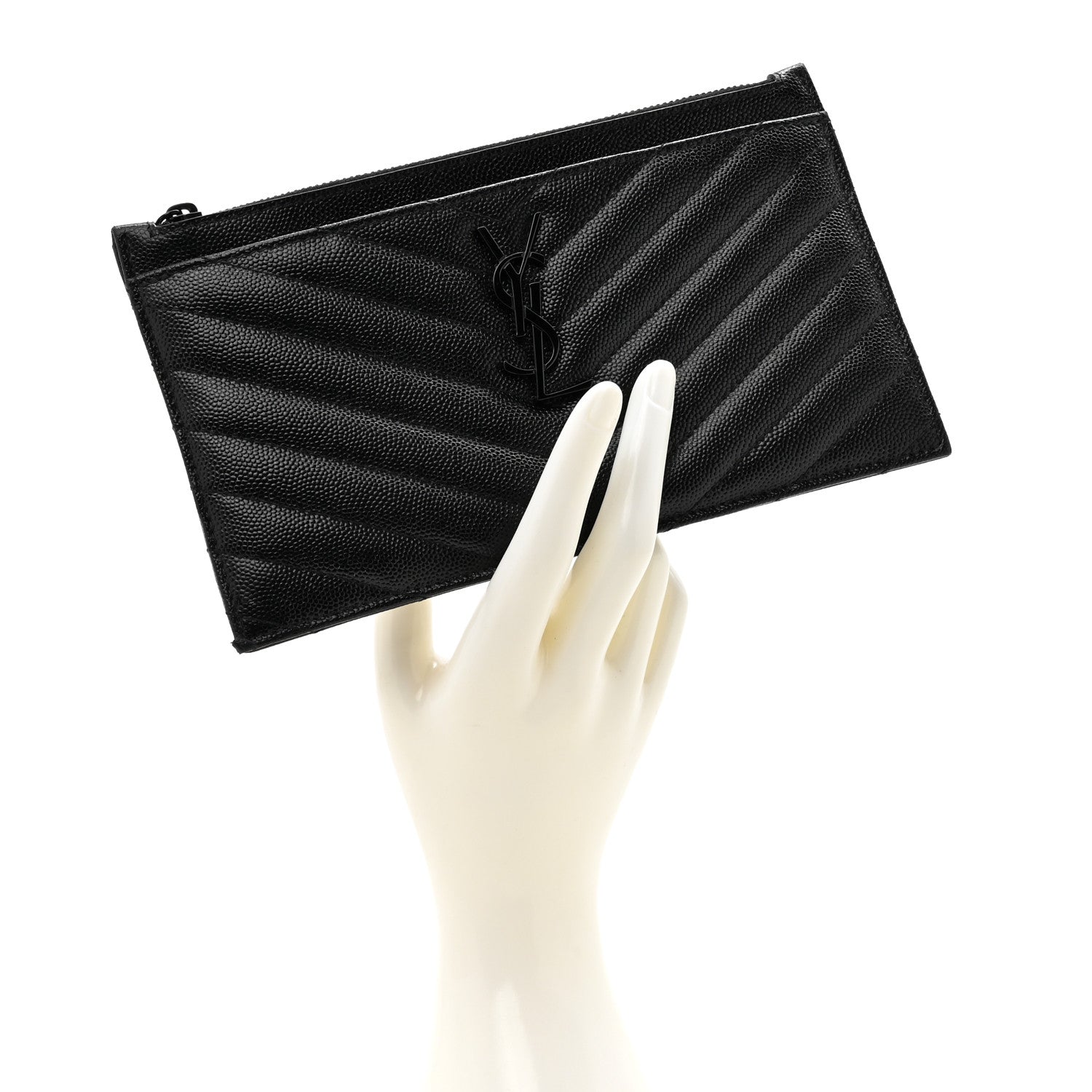 Grain De Poudre Chevron Monogram Monochrome Bill Pouch Black