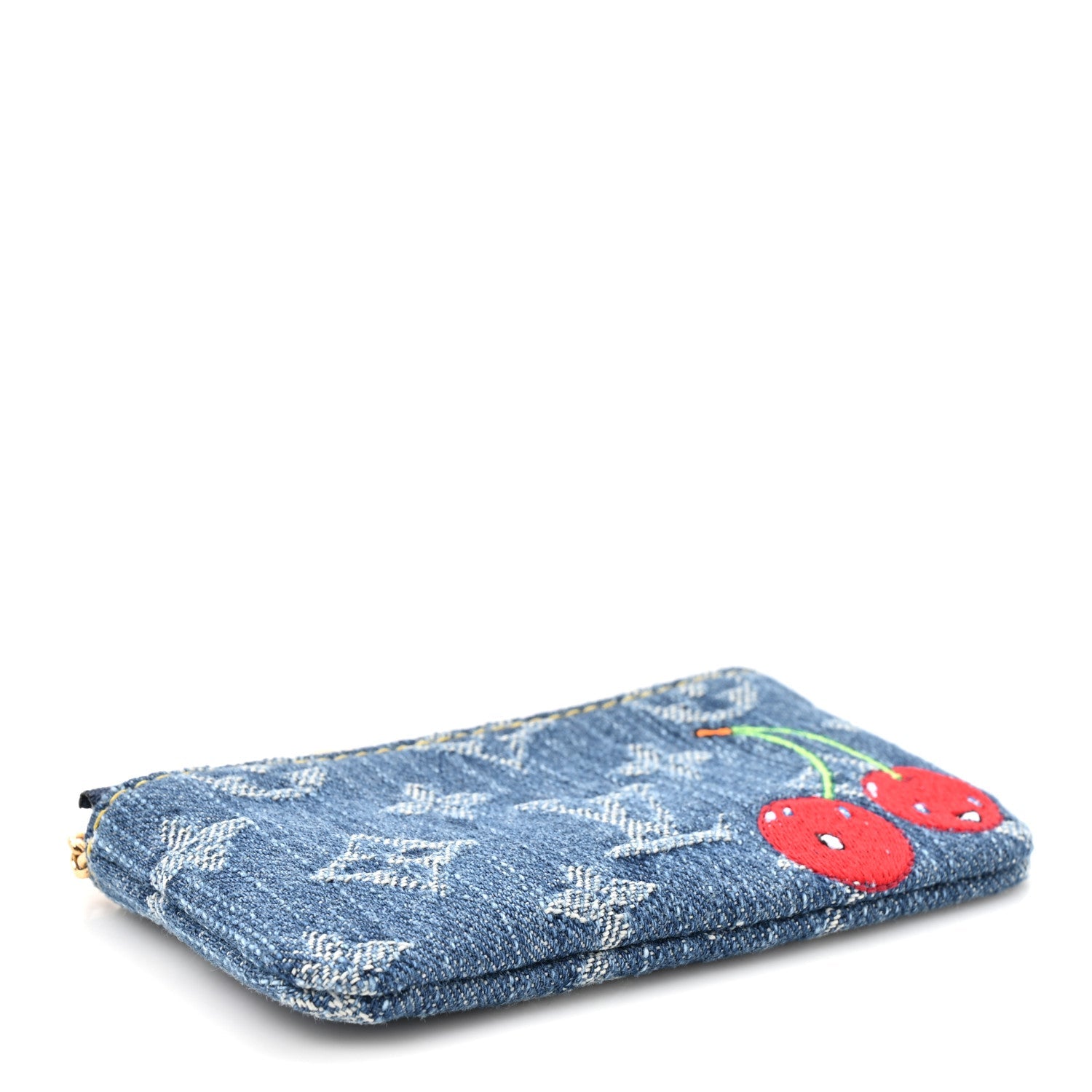 LV X TM Monogram Denim Cerises Key Pouch Blue