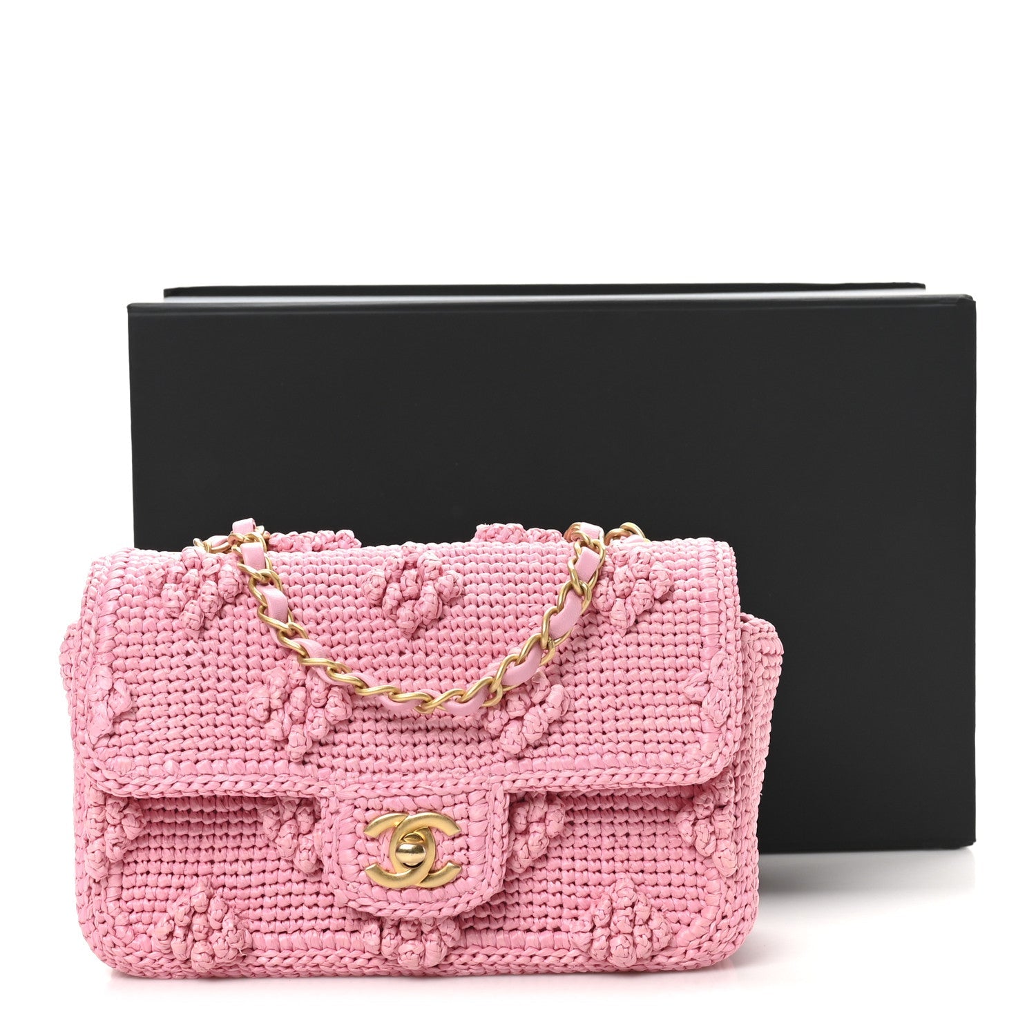Raffia Small Dolce Raffia Flap Bag Pink