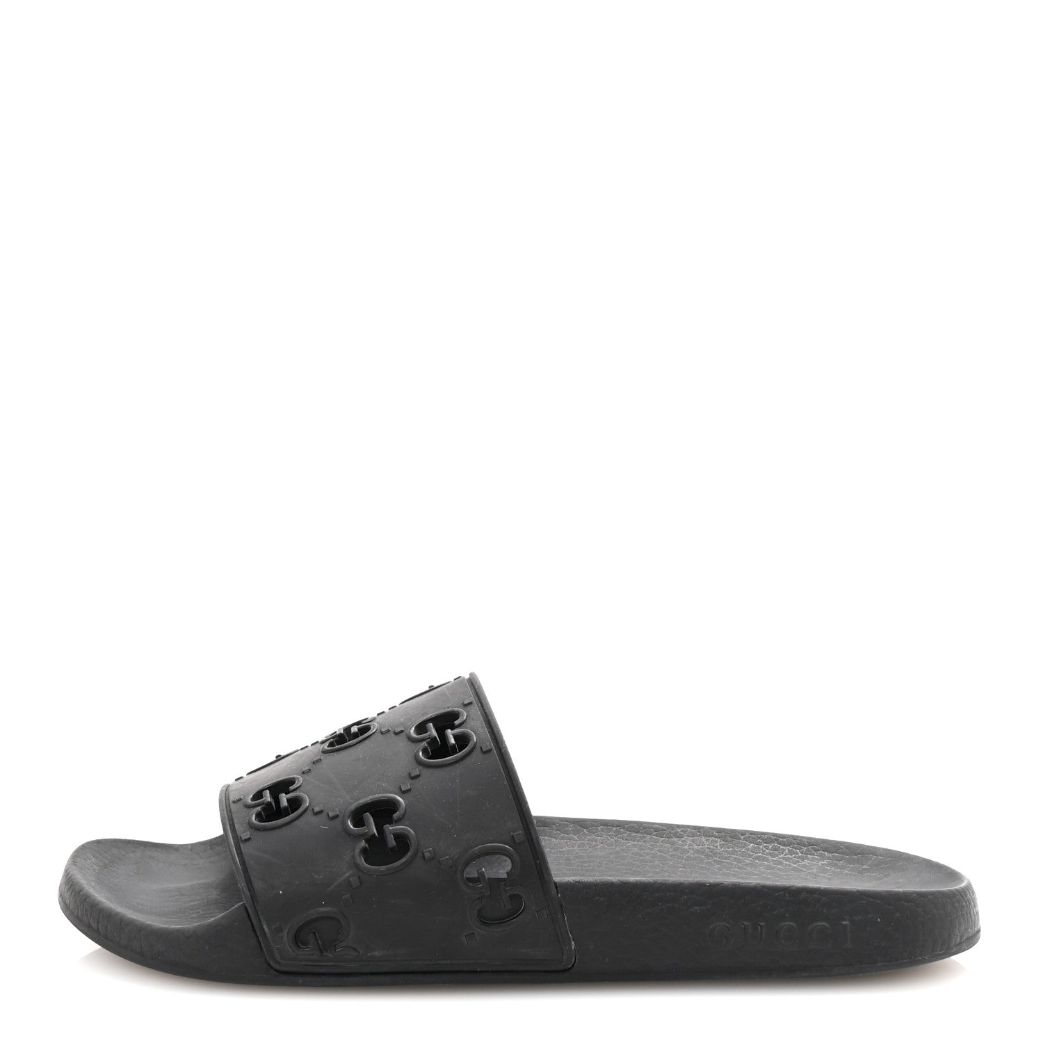 Rubber GG Monogram Perforated Womens Slide Sandals 40 Black