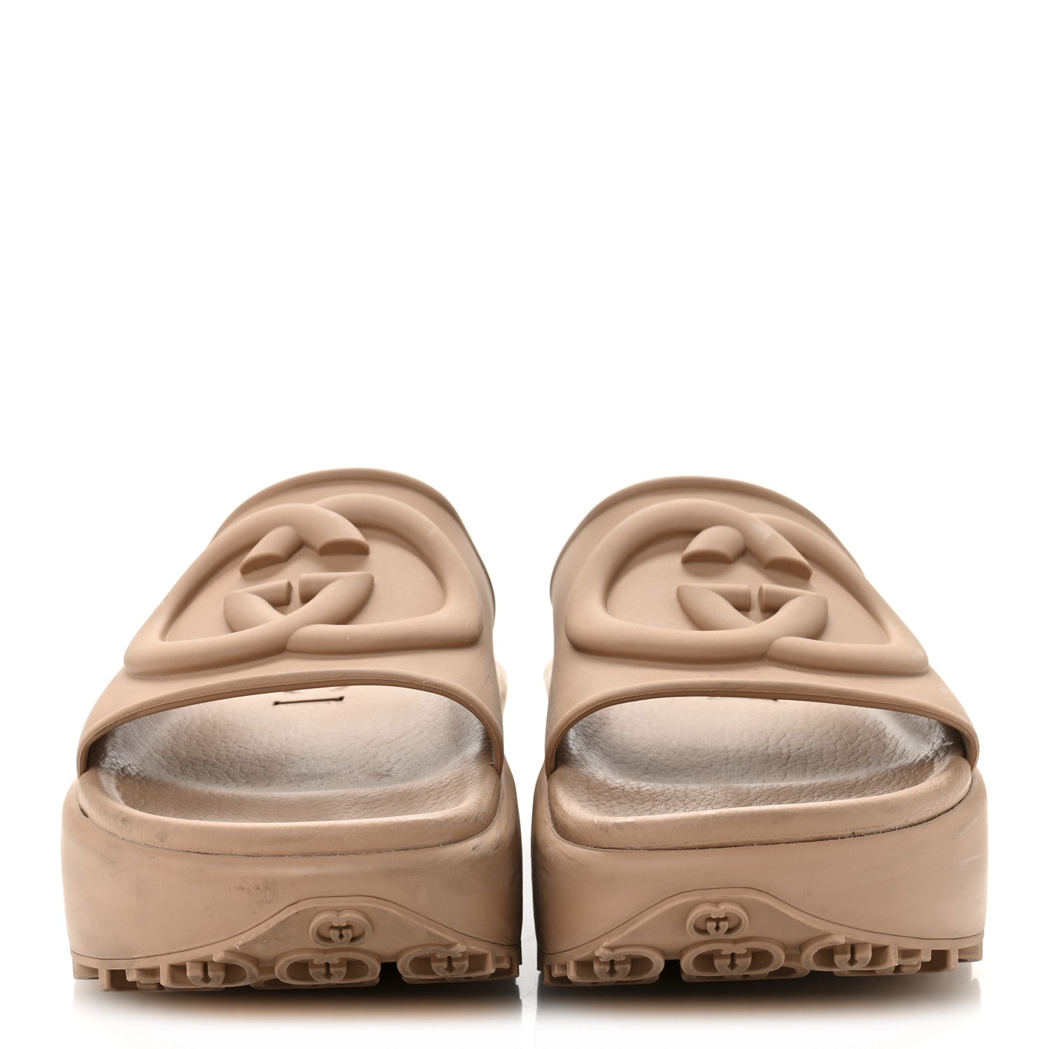 Soft Rubber Womens Interlocking G Platform 42mm Slide Sandals 37 Vintage Camel 38 Vintage Camel