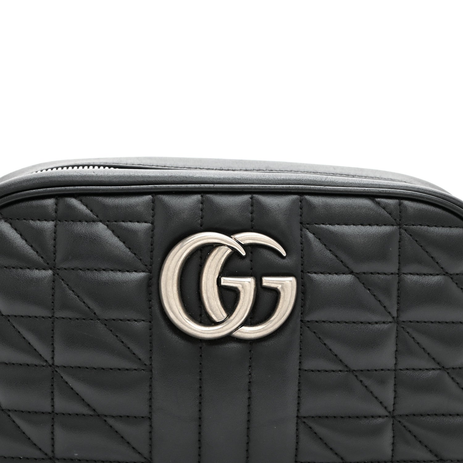 Calfskin Matelasse Aria Small GG Marmont Chain Shoulder Bag Black
