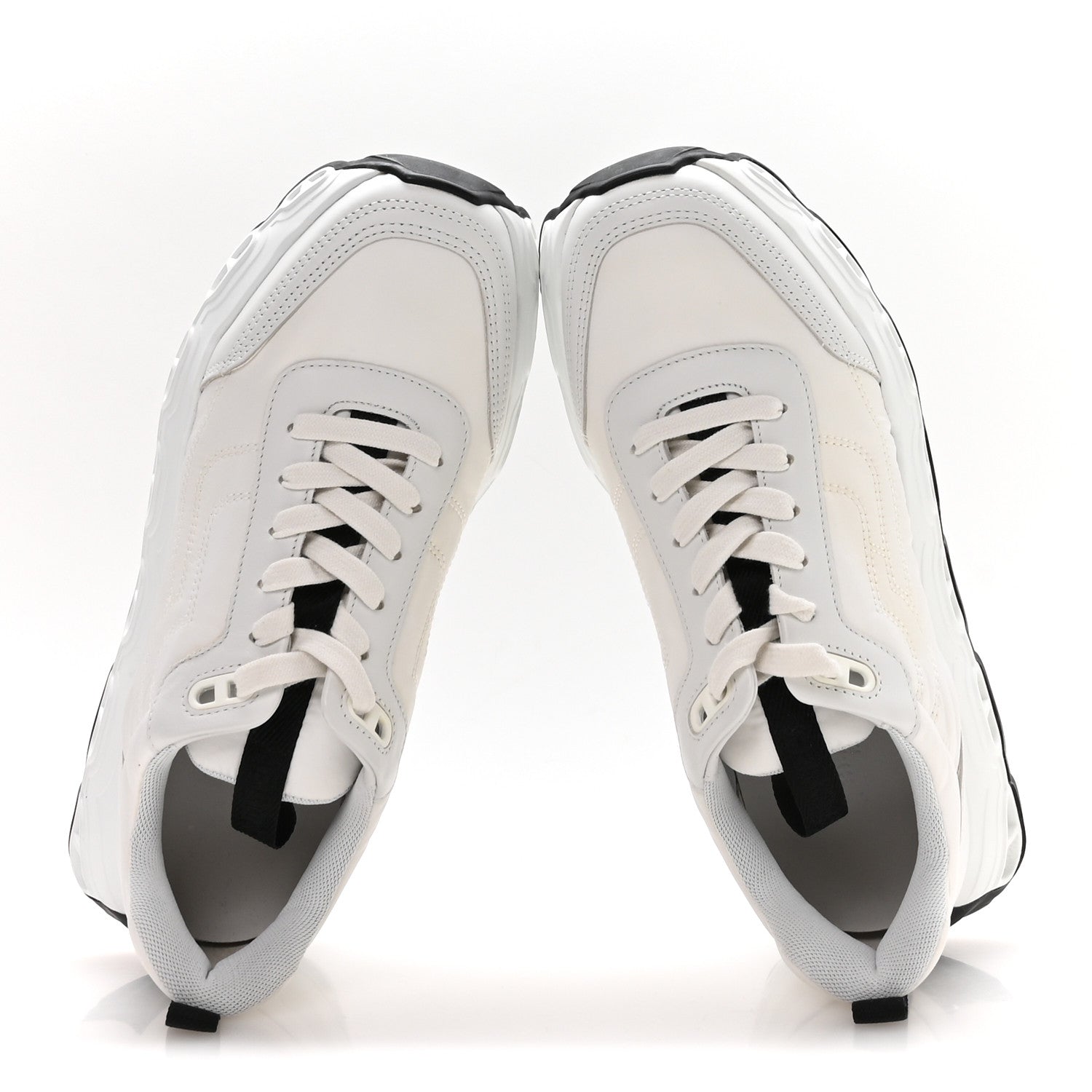Parachute Fabric Calfskin Impulse Sneakers 38.5 White