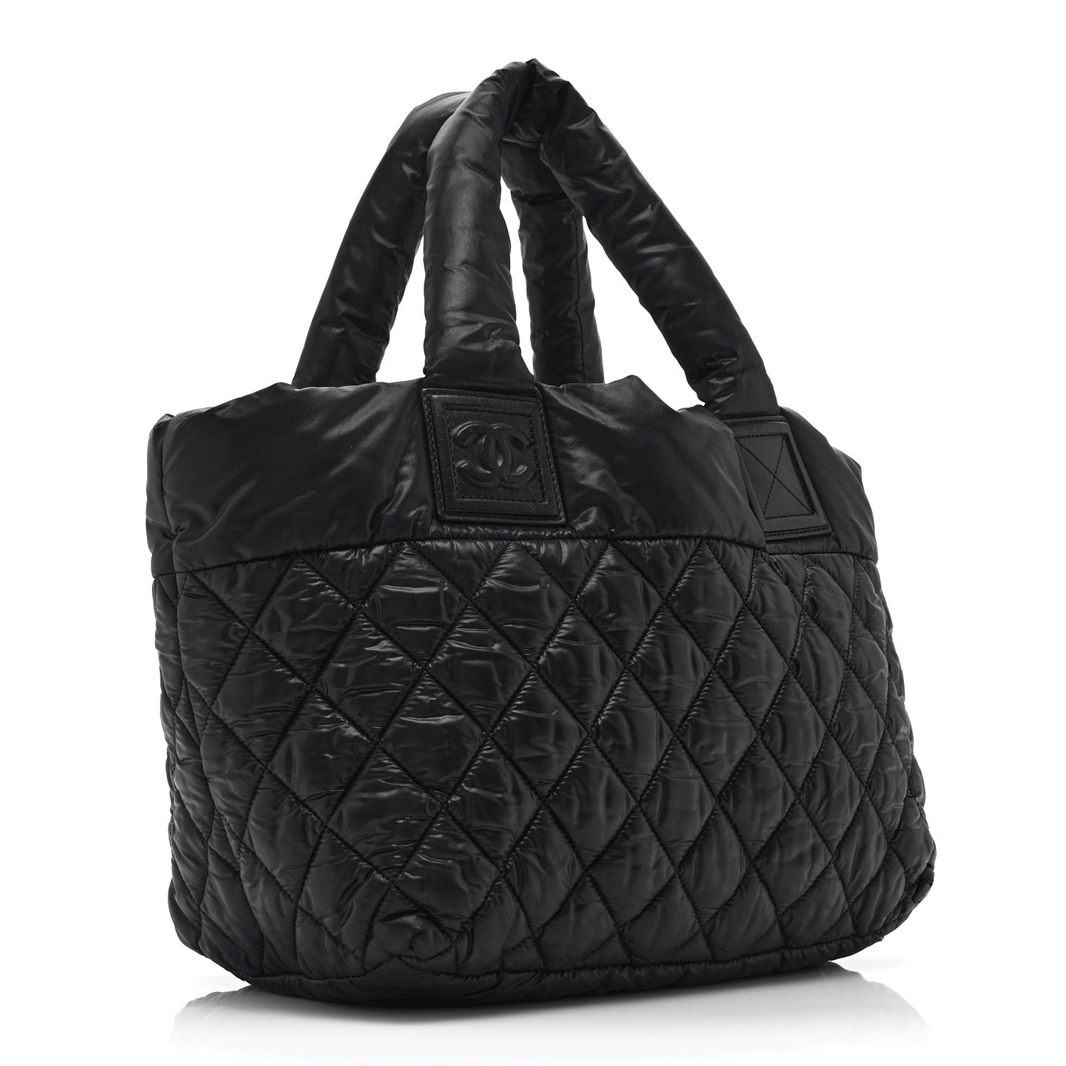Nylon Quilted Small Coco Cocoon Tote Black