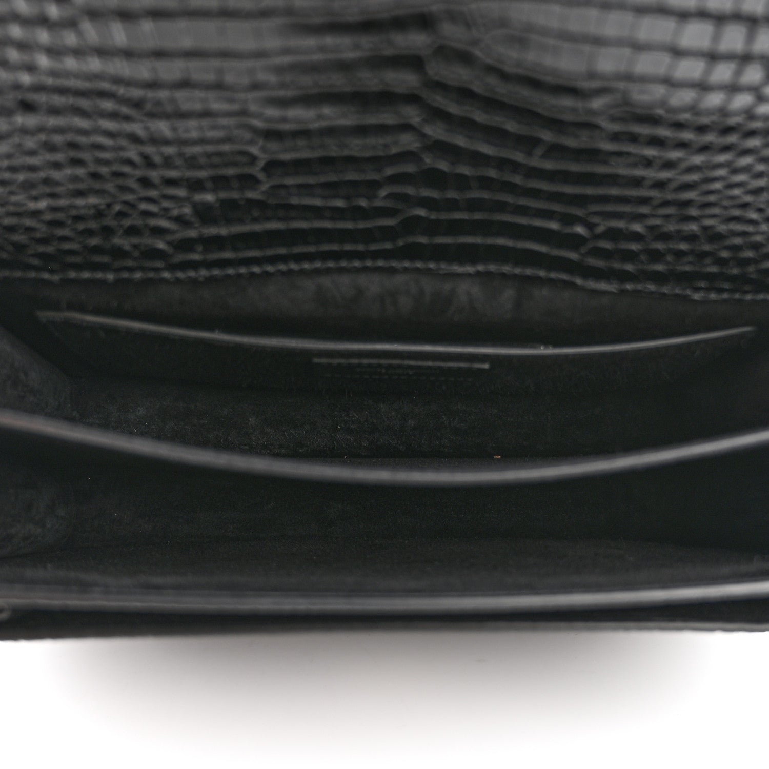 Calfskin Crocodile Embossed Large Monogram Sunset Black