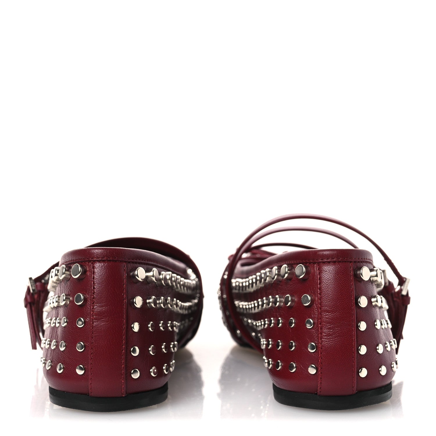 Nappa Carmaque Studded Horsebit Ballet Flats 39 Rosso Ancora