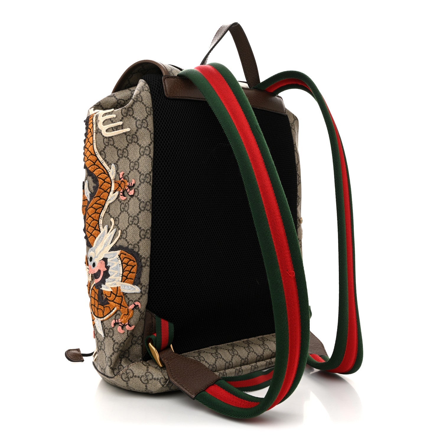 Soft GG Supreme Monogram Courrier Web Double Buckle Backpack Beige New Acero