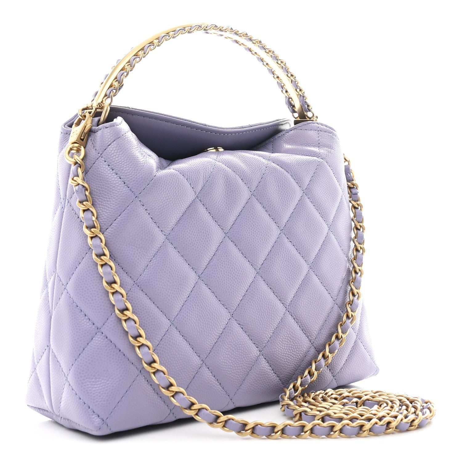 Caviar Quilted Chanel Way Clutch With Chain Light Purple