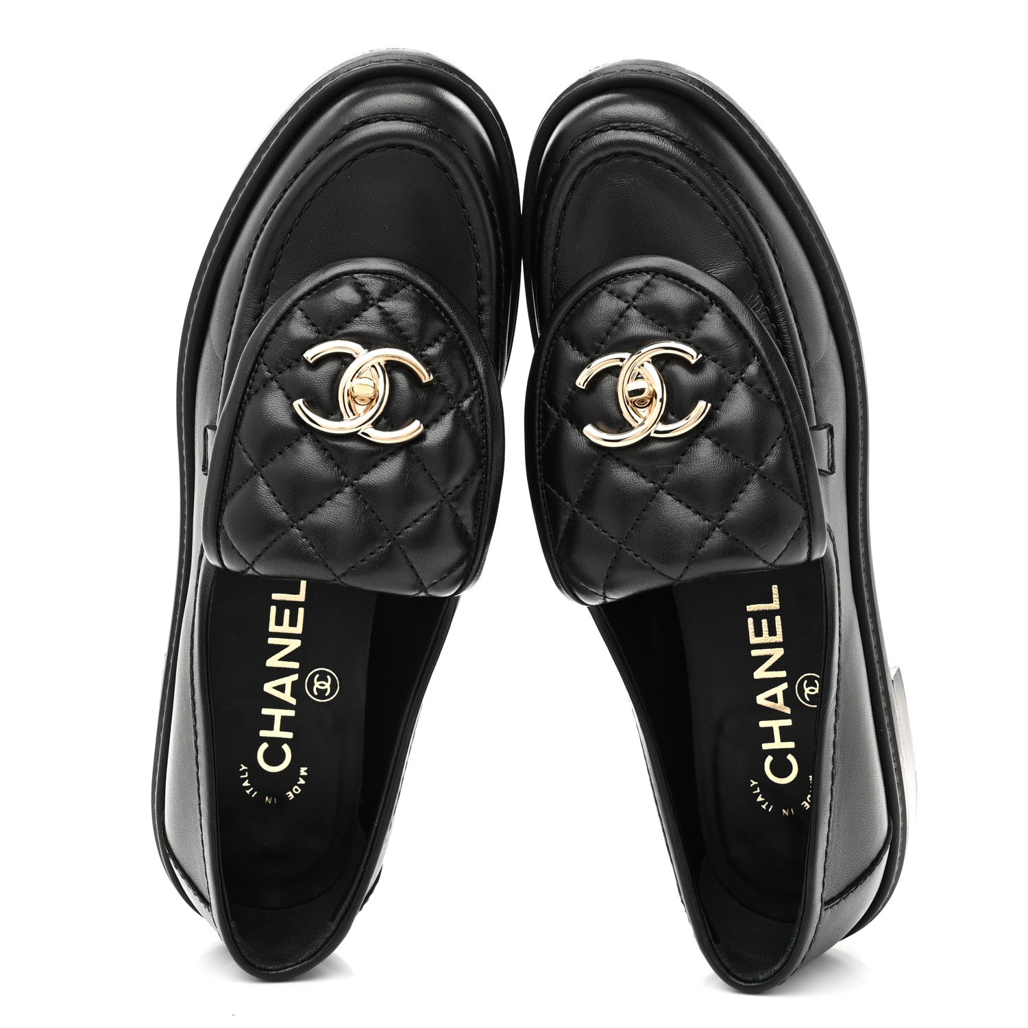 Lambskin Quilted CC Turnlock Loafers 36 Black