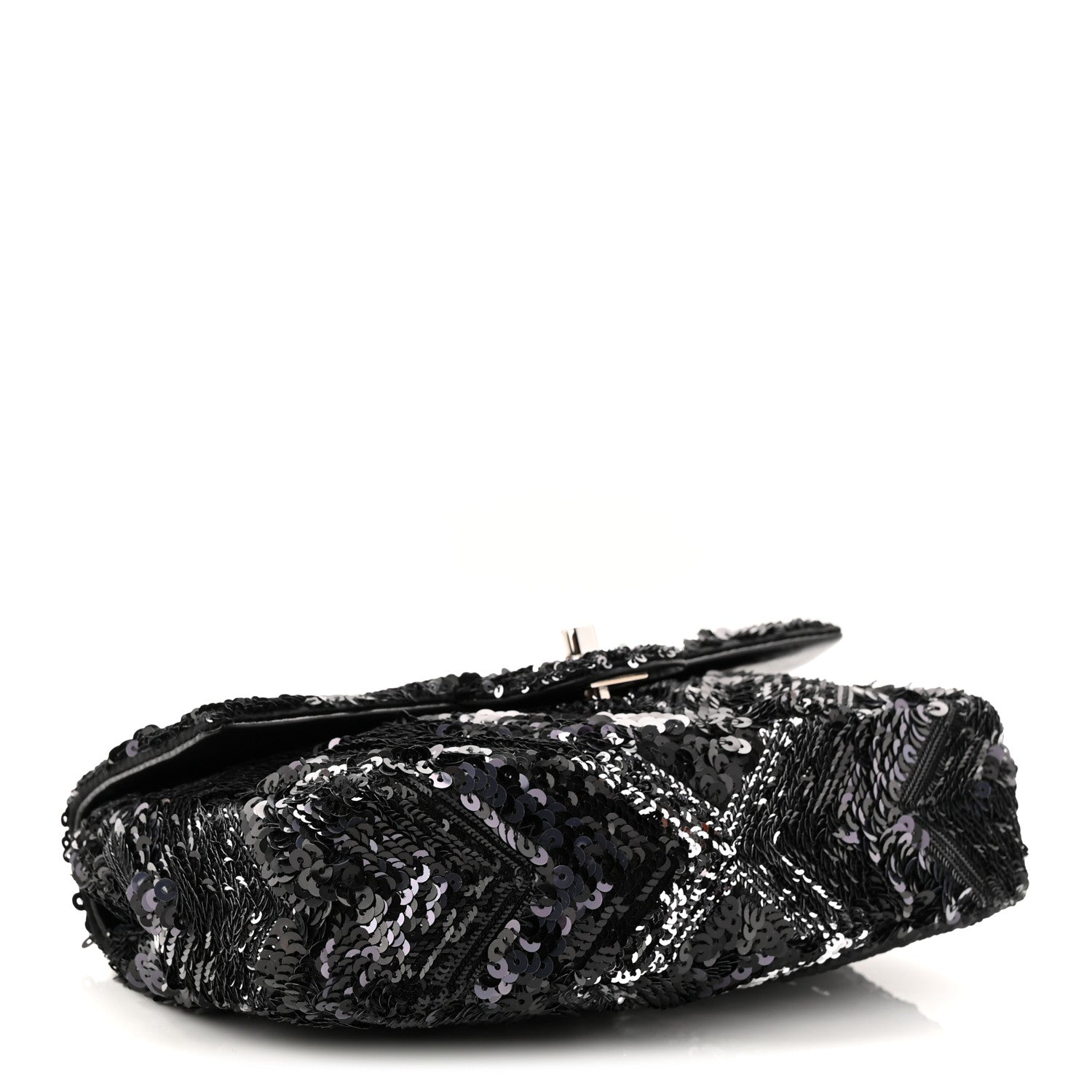 Sequins Chevron Mini Rectangular Flap Black