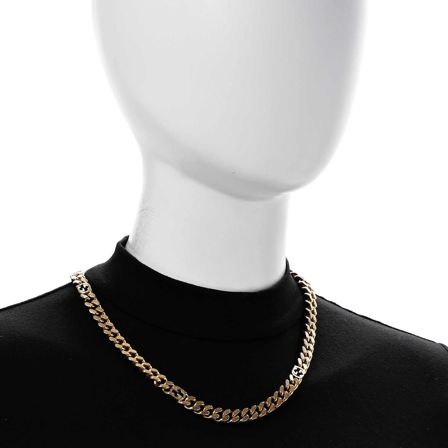 Metal Interlocking G Curb Chain Necklace Gold