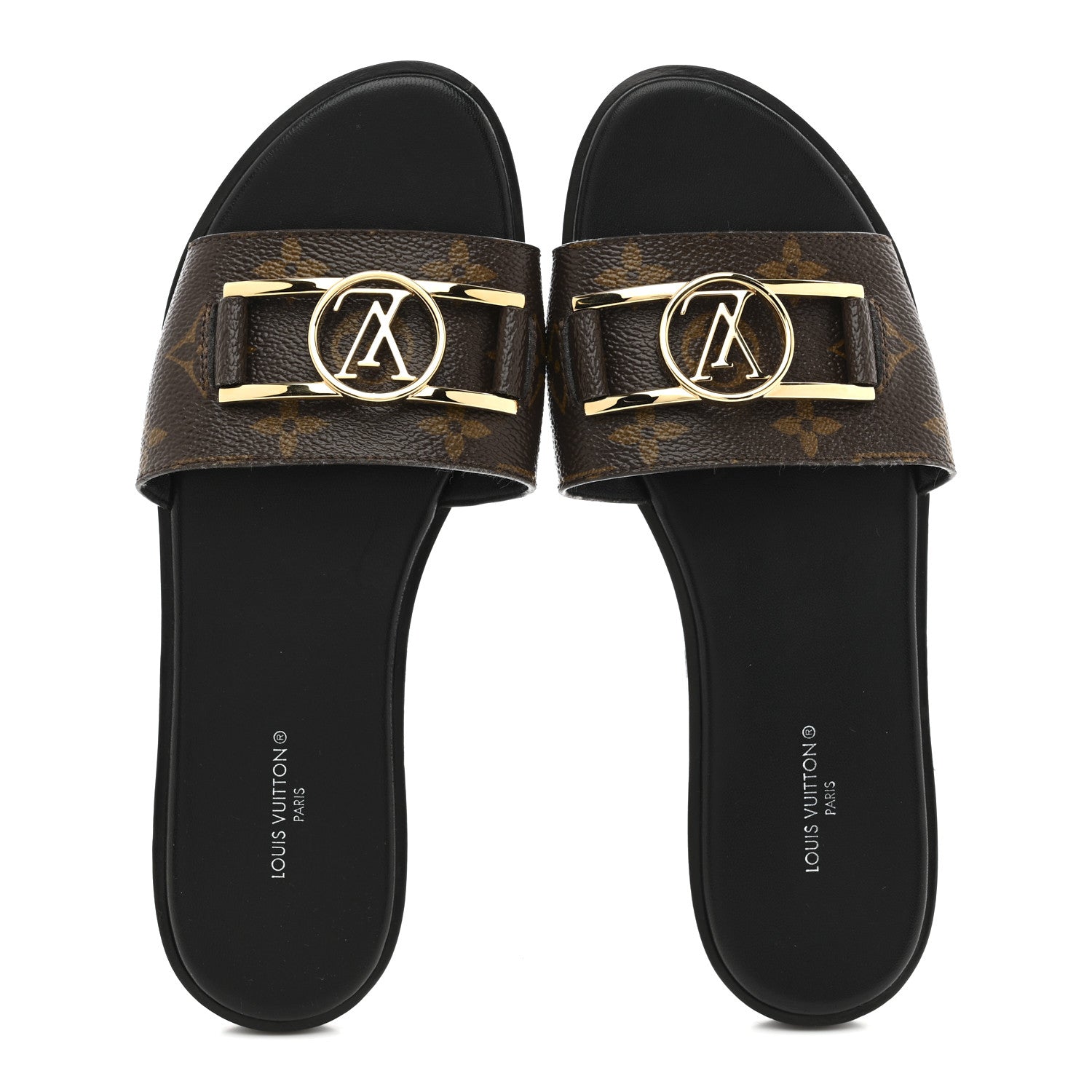 Patent Monogram Lock It Flat Mules 36.5
