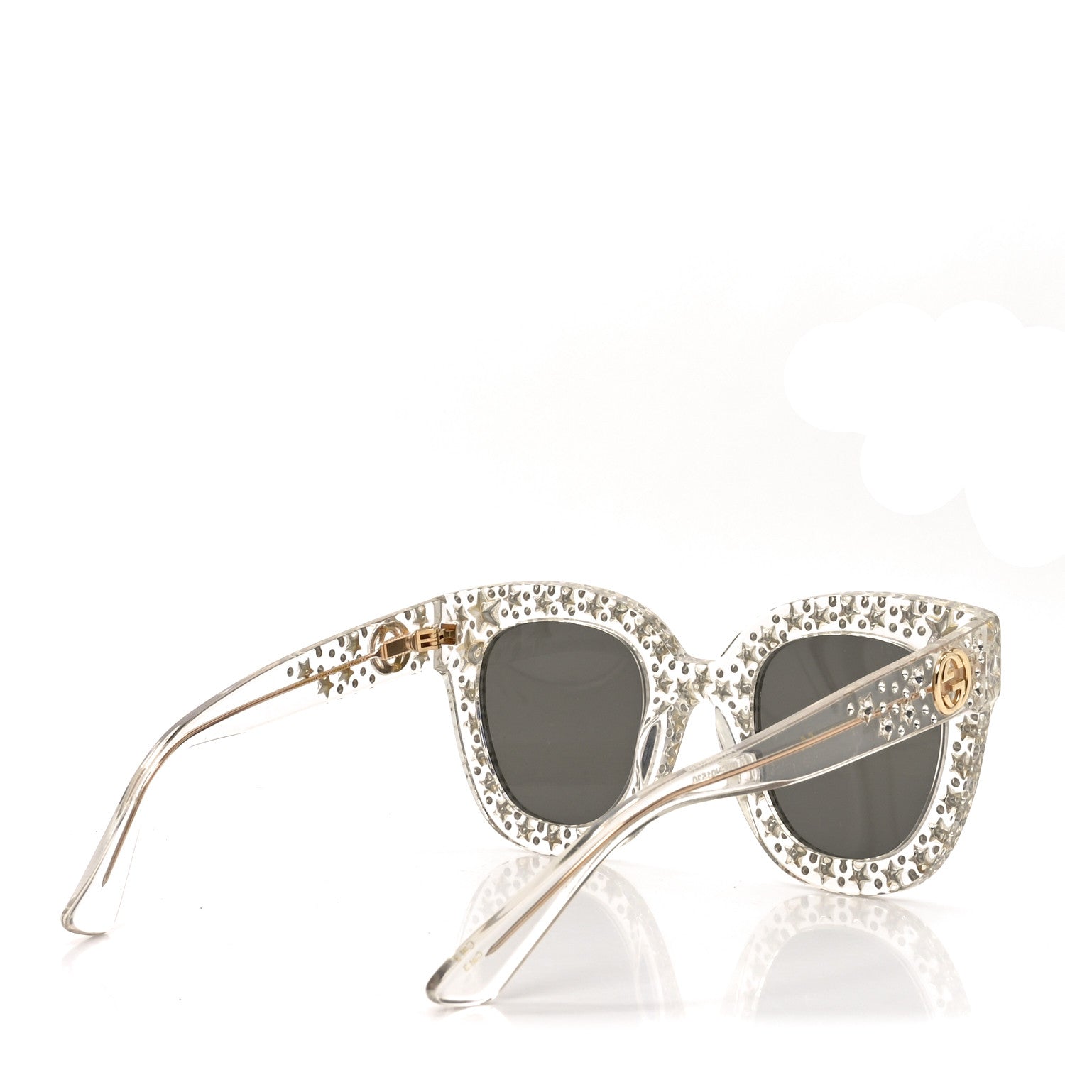 Acetate Crystal Oversize Mirrored Star Sunglasses GG0116S Ivory
