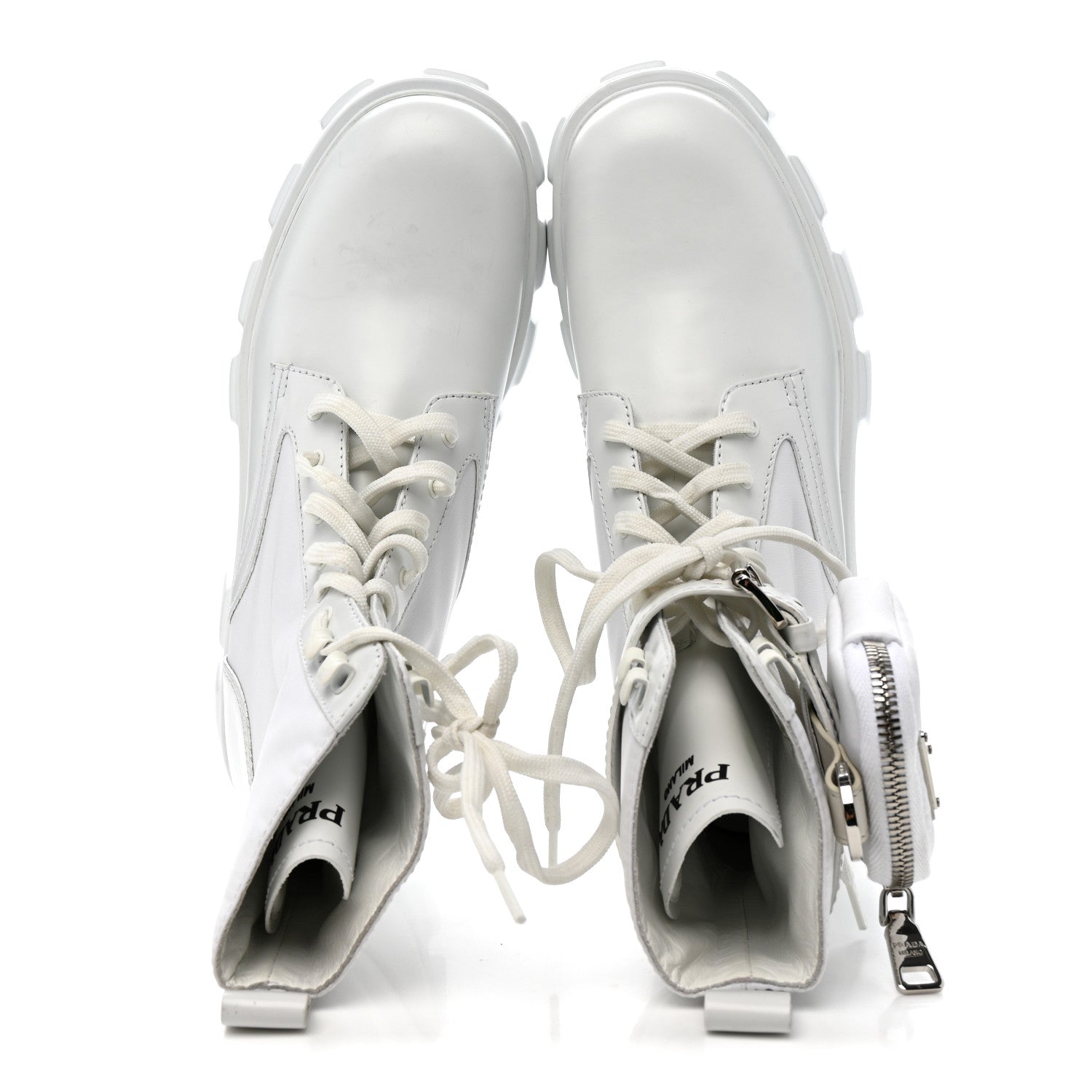 Spazzolato Rois Re-Nylon Metal Triangle Logo Monolith Pouch Pocket 55mm Boots 40.5 White